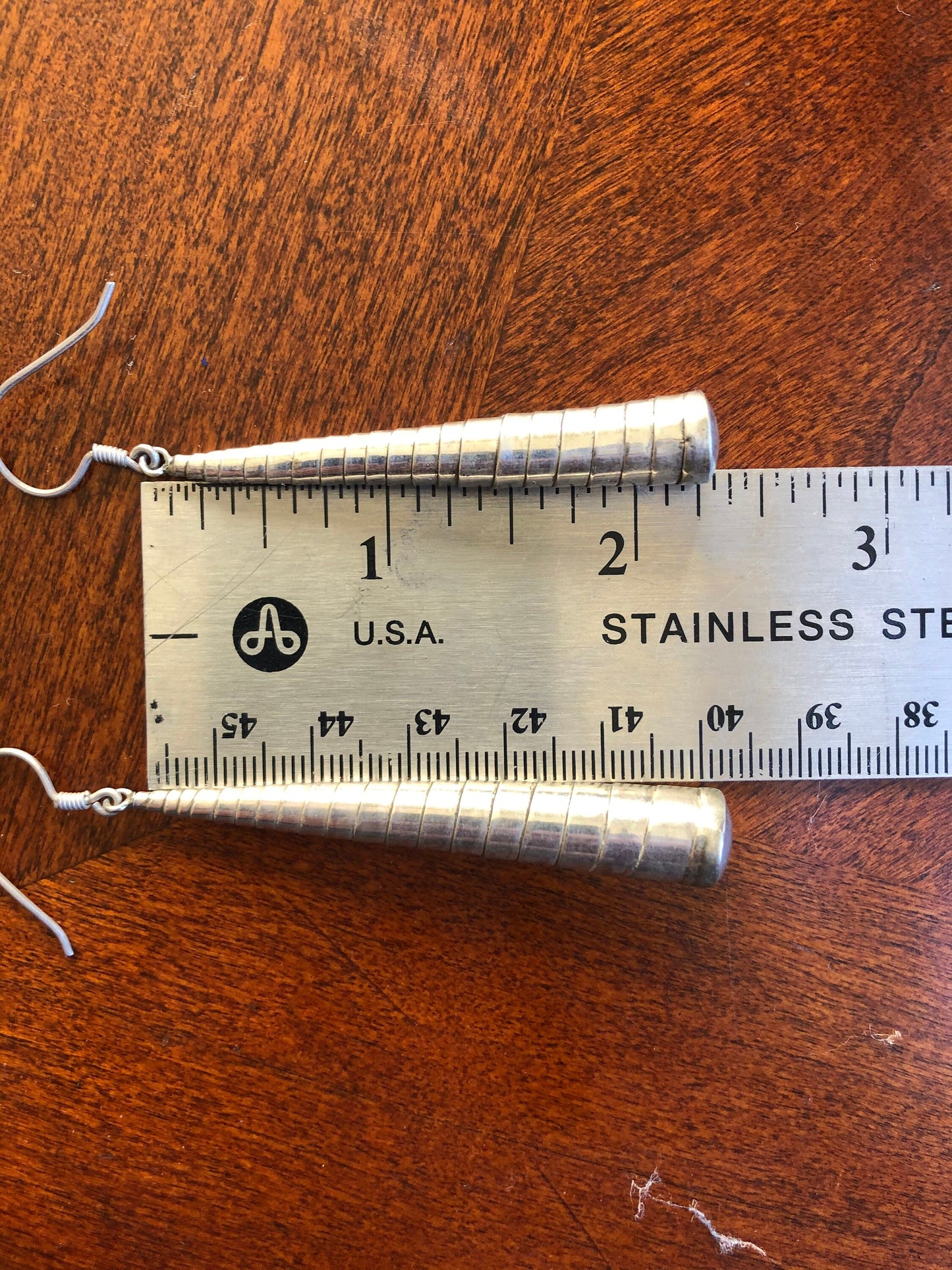 Hand made Indonesian Large Vintage Sterling Silver new old stock Dangle Earrings Unicorns Horns