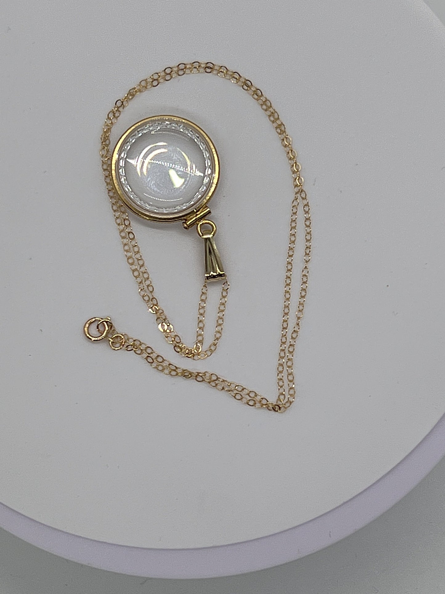 14k Solid Gold Diamond Edge Empty 22 mm Handmade shaker Locket w/ FREE small SCREW DRIVER waiting for your little treasures, with chain