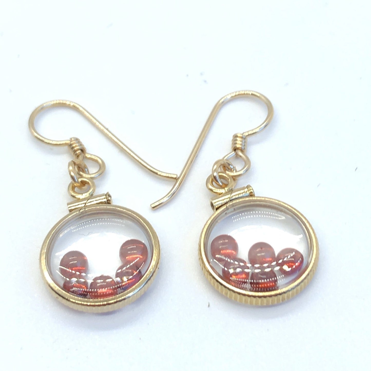 Handmade Red Garnet Shaker Locket Earrings 14k gold filled w/ 2.2 CTW natural gems, January birthstone, Customize a pair for Mom? ask me :)