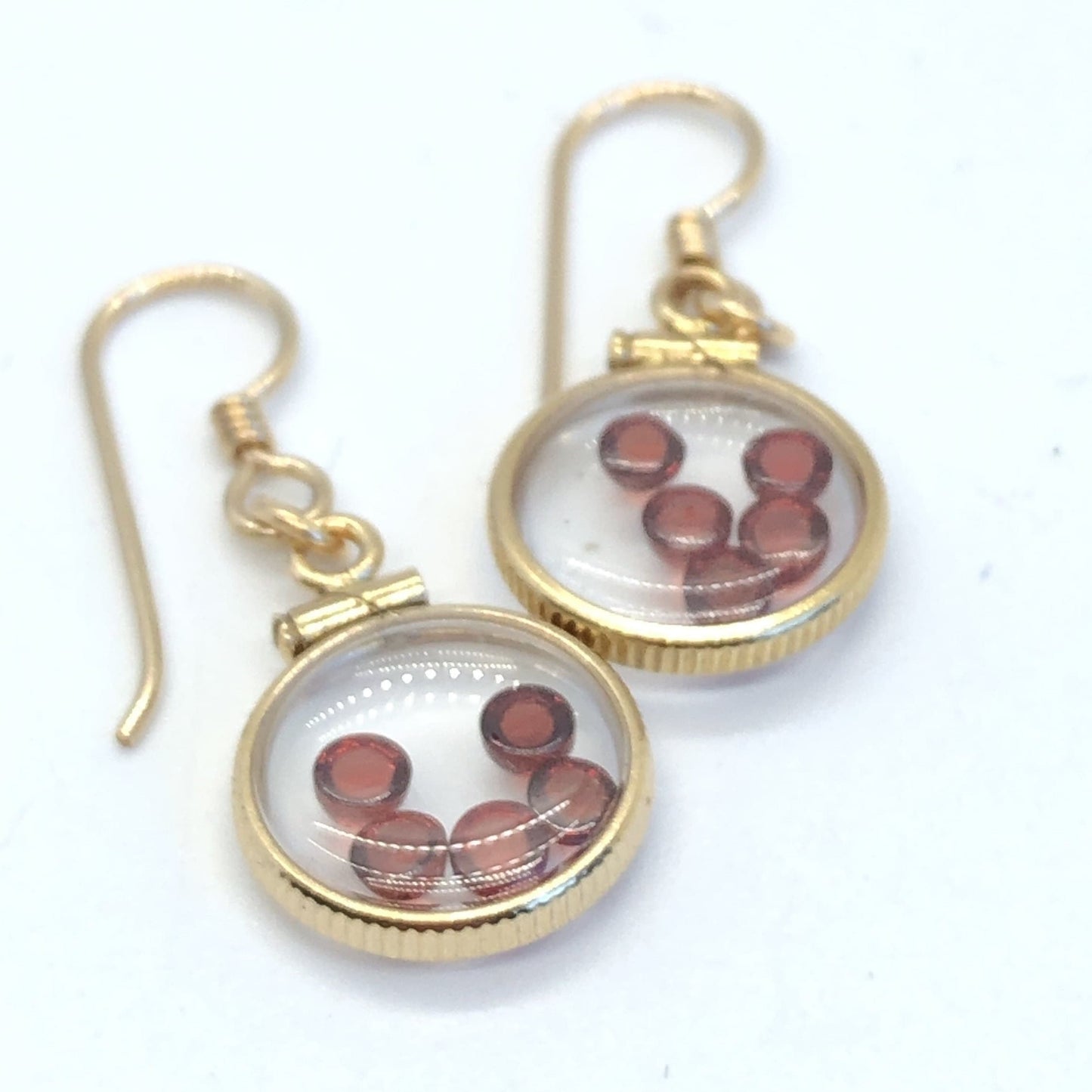 Handmade Red Garnet Shaker Locket Earrings 14k gold filled w/ 2.2 CTW natural gems, January birthstone, Customize a pair for Mom? ask me :)