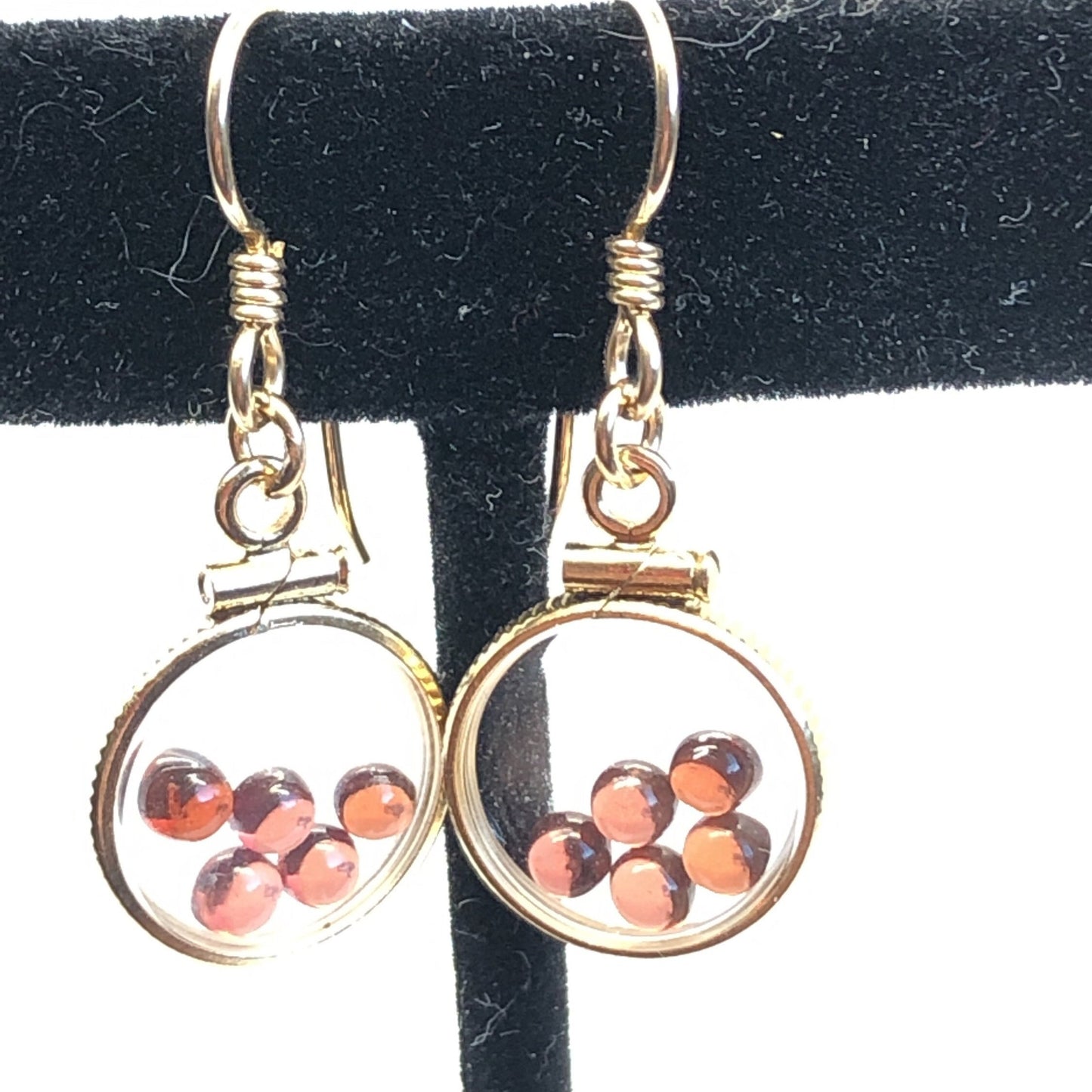 Handmade Red Garnet Shaker Locket Earrings 14k gold filled w/ 2.2 CTW natural gems, January birthstone, Customize a pair for Mom? ask me :)