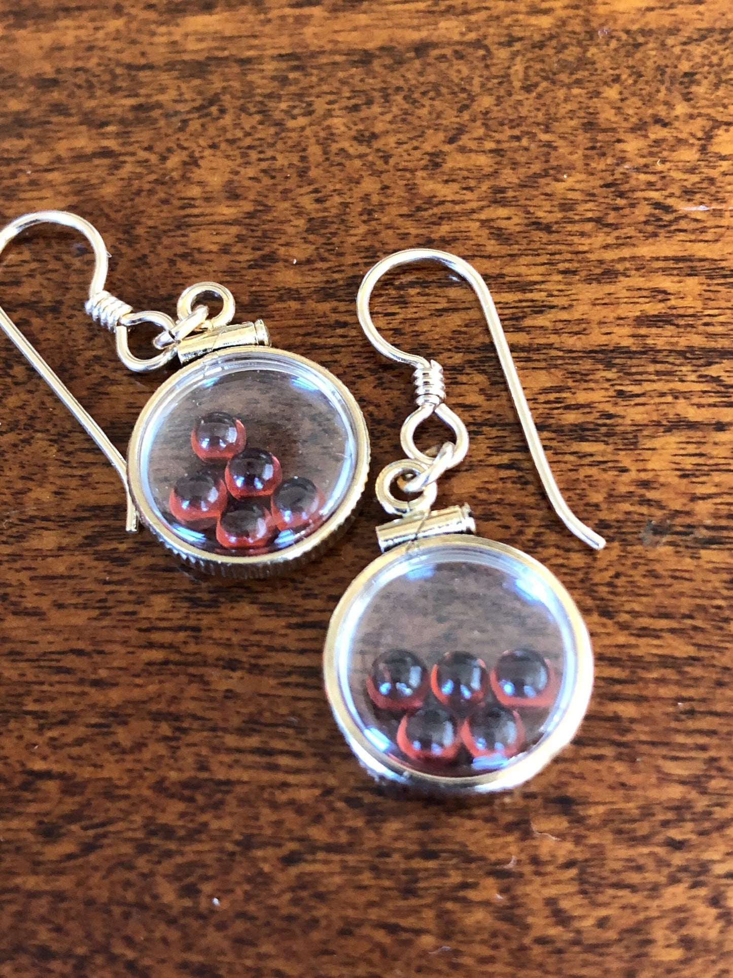 Handmade Red Garnet Shaker Locket Earrings 14k gold filled w/ 2.2 CTW natural gems, January birthstone, Customize a pair for Mom? ask me :)