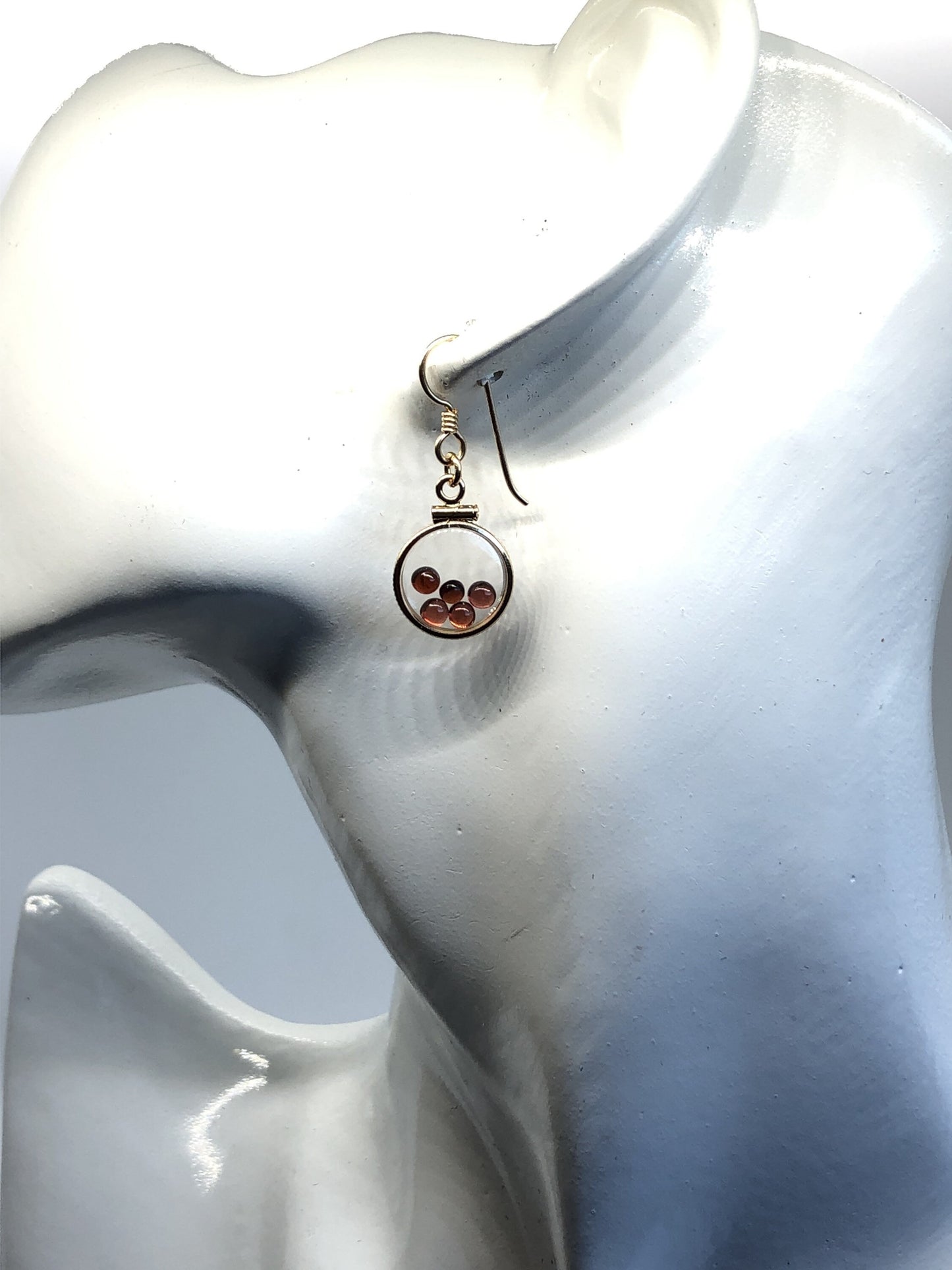 Handmade Red Garnet Shaker Locket Earrings 14k gold filled w/ 2.2 CTW natural gems, January birthstone, Customize a pair for Mom? ask me :)