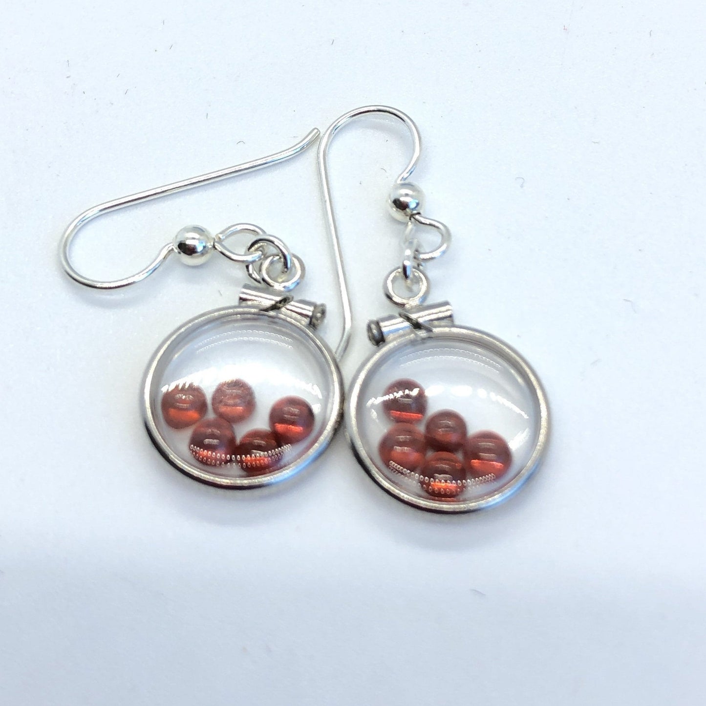 Handmade Red Garnet Sterling Silver shaker locket earrings, 2.2 CTW of beautiful genuine gems, January birthstone Make some for Mom? Ask me