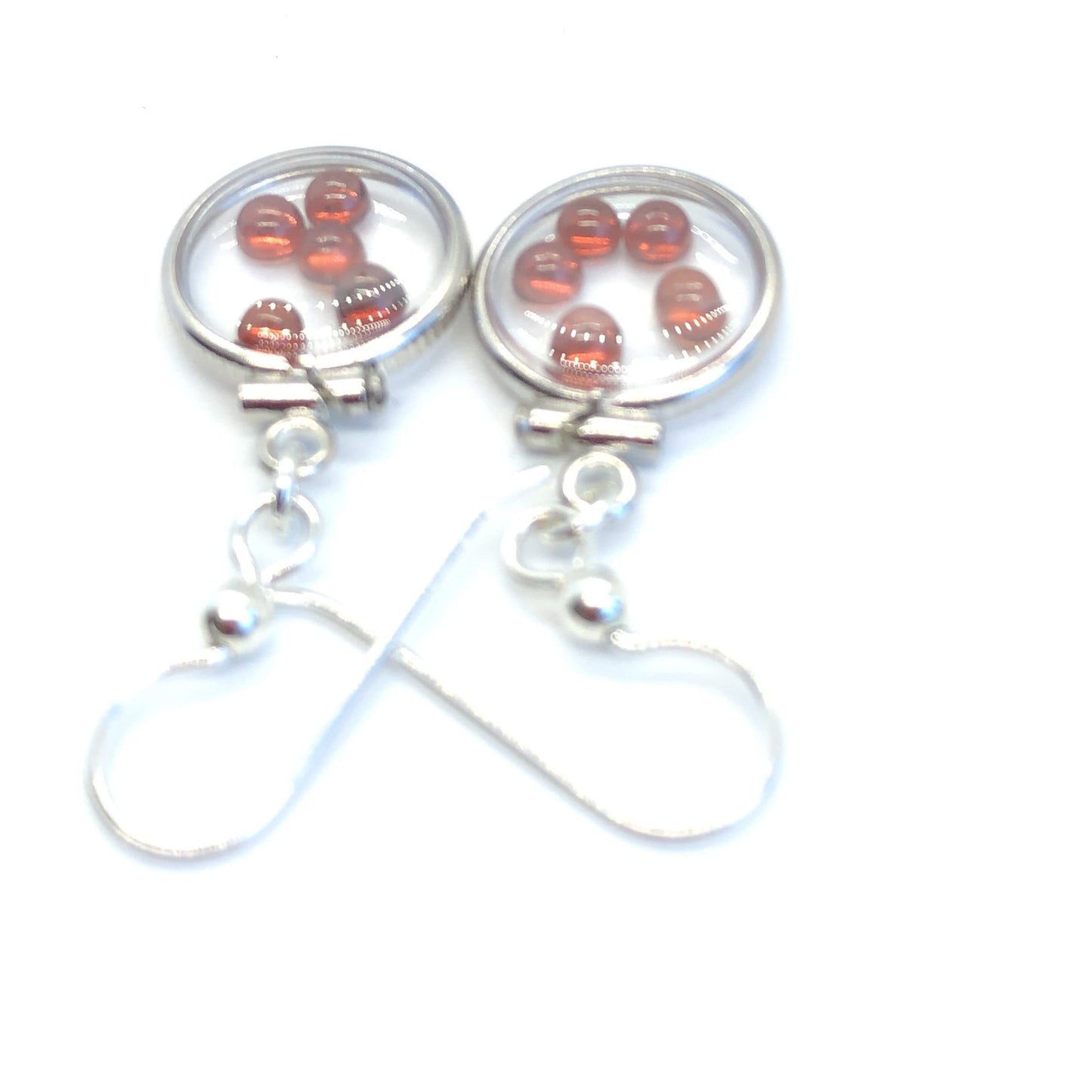 Handmade Red Garnet Sterling Silver shaker locket earrings, 2.2 CTW of beautiful genuine gems, January birthstone Make some for Mom? Ask me