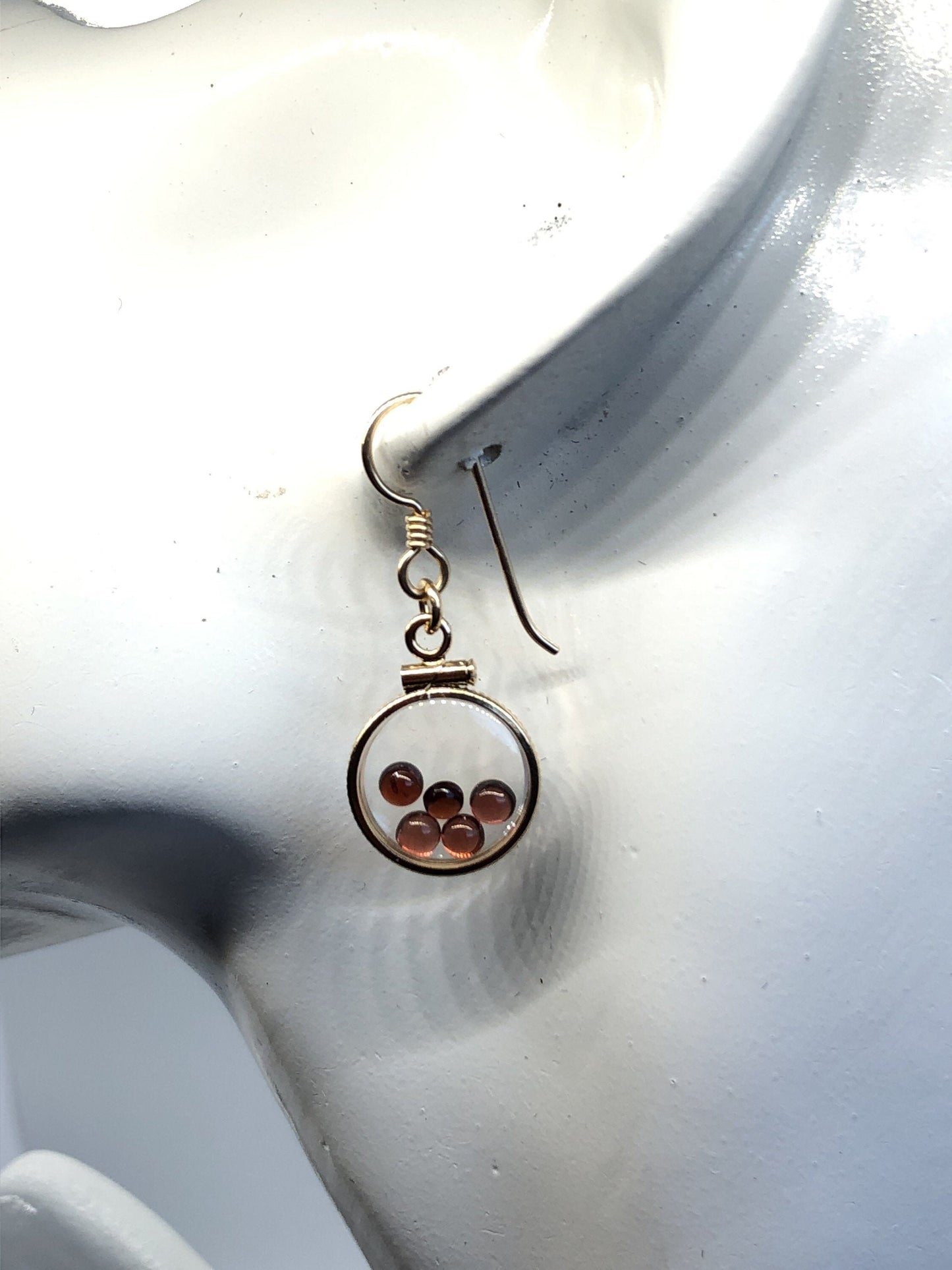 Handmade Red Garnet Shaker Locket Earrings 14k gold filled w/ 2.2 CTW natural gems, January birthstone, Customize a pair for Mom? ask me :)