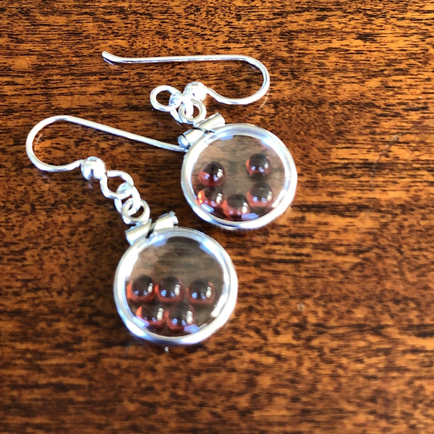 Handmade Red Garnet Sterling Silver shaker locket earrings, 2.2 CTW of beautiful genuine gems, January birthstone Make some for Mom? Ask me