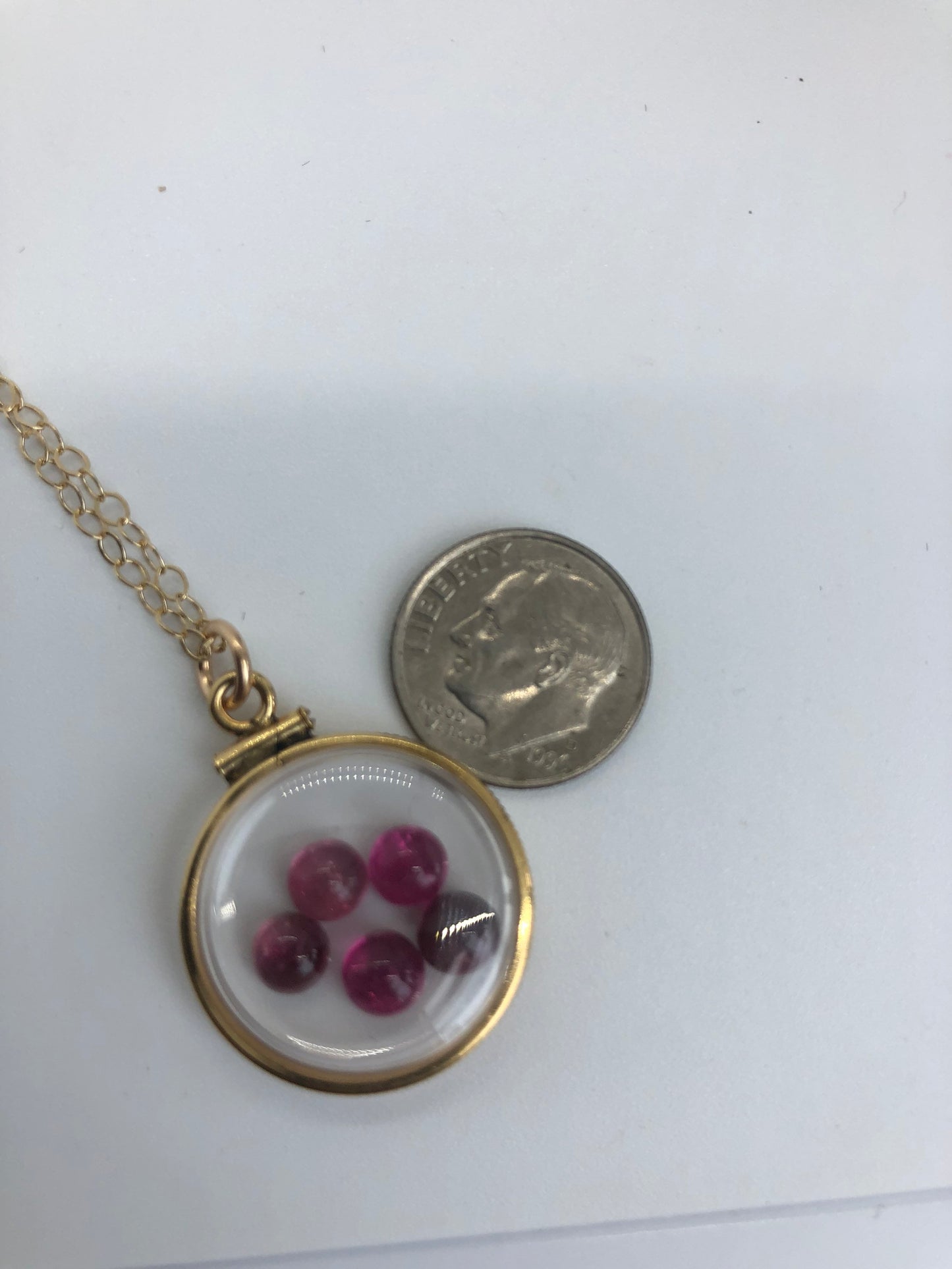 Vintage Tourmaline Shaker Locket 12k gold filled with natural gems. New Old Stock 50 years old Limited supply while last
