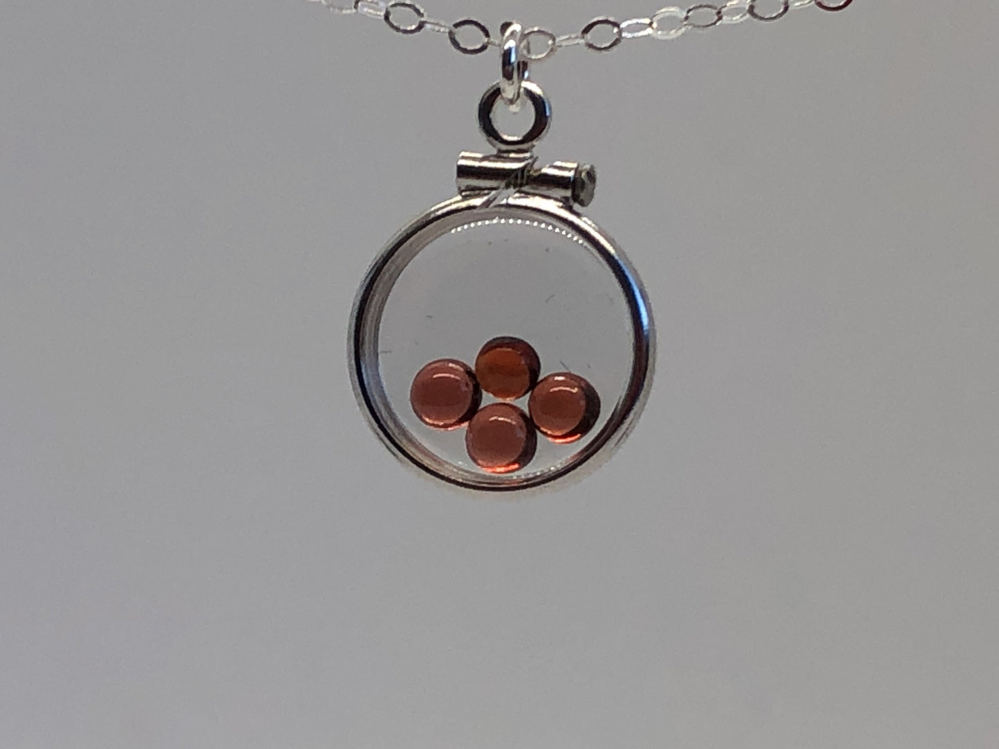 Dainty Handmade Garnet sterling silver shaker locket with .88 CTW natural gems, January birthstone Customize one for Mother's Day, Just ask