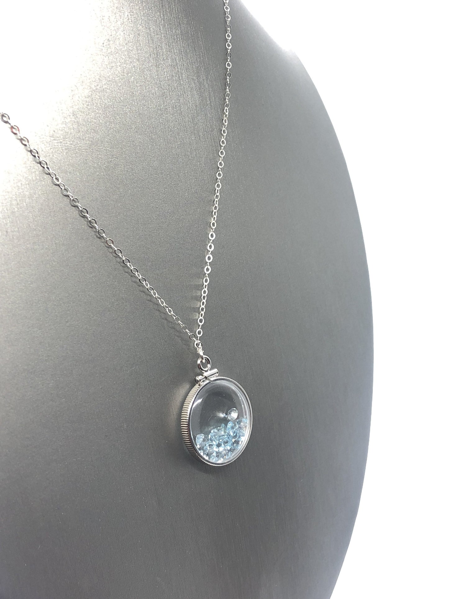 Handmade Topaz Shaker Locket 14k gold filled or Silver with beautiful November Birthstone, 2.0 TCW