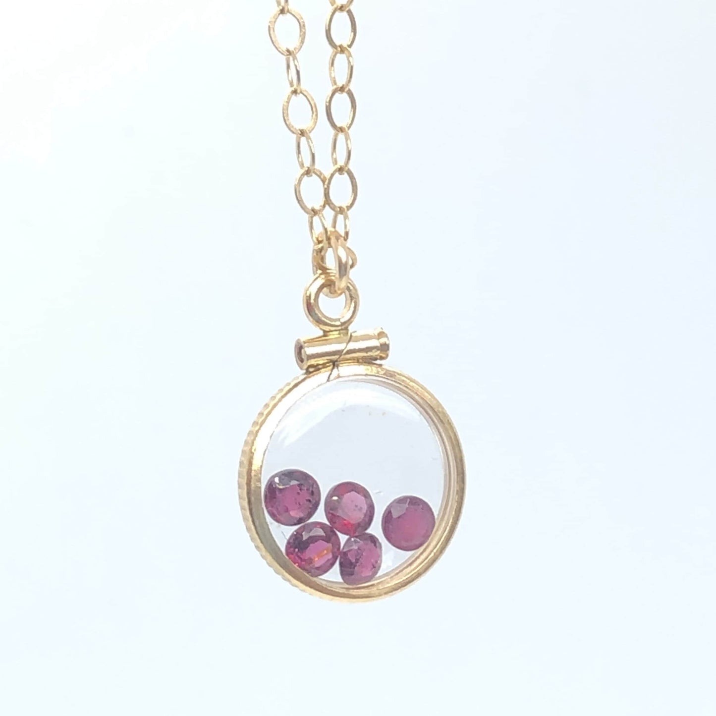 Dainty Handmade Garnet Shaker Locket ,14k gold filled w .91 CTW of gems, January birthstone Customize one for your Mother's Day? Just ask