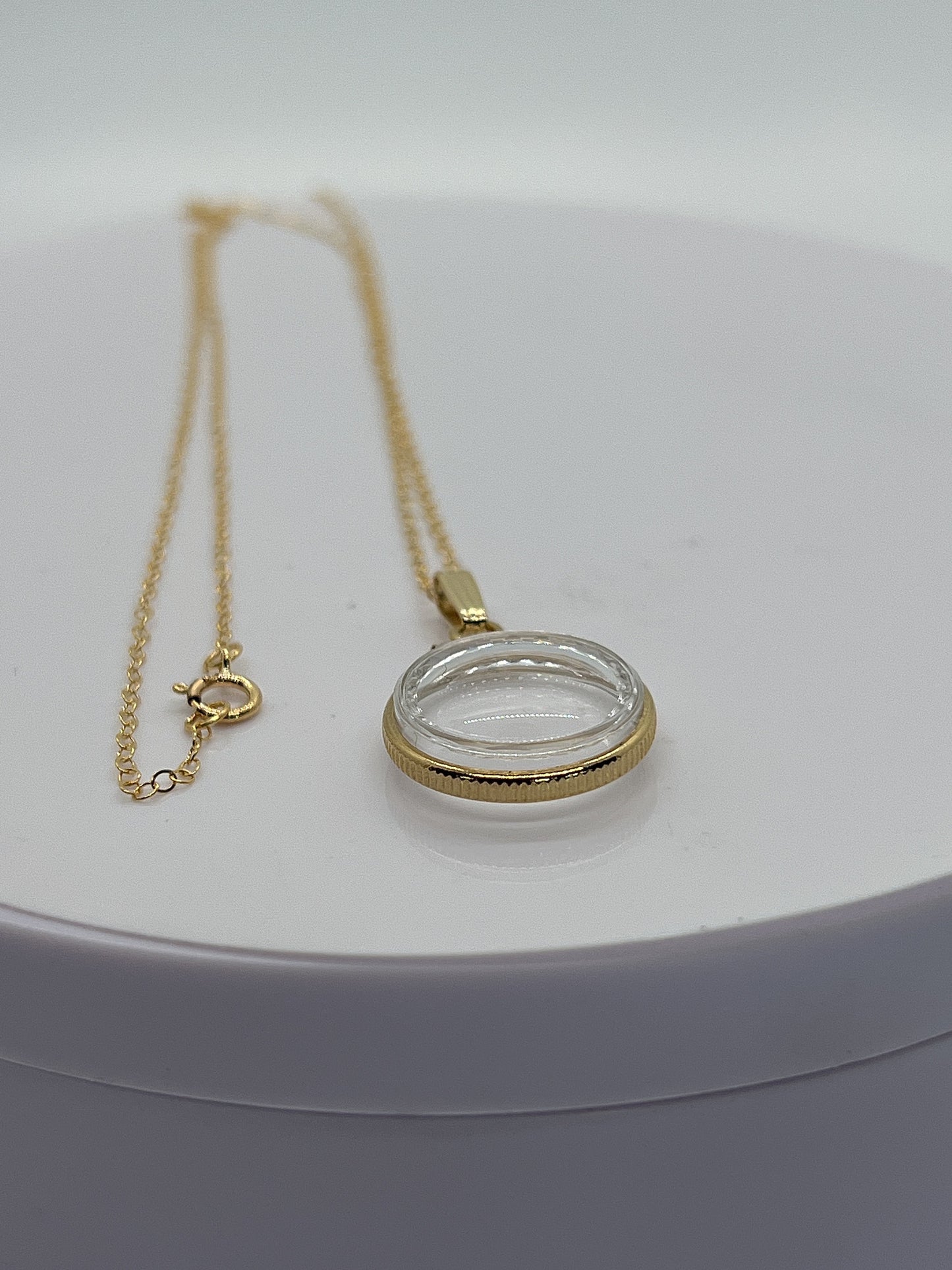 Solid 14k gold REVERSIBLE 16mm Empty Diamond Edge Handmade shaker Locket w/free SCREW DRIVER with chain, add your treasure. Custom create