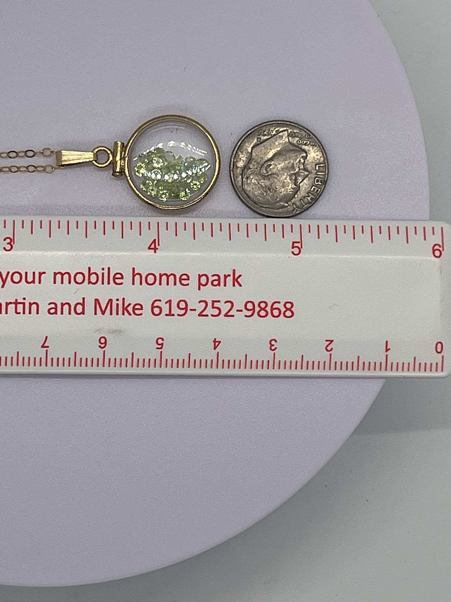 Solid 14k gold REVERSIBLE 16mm Empty Diamond Edge Handmade shaker Locket w/free SCREW DRIVER with chain, add your treasure. Custom create