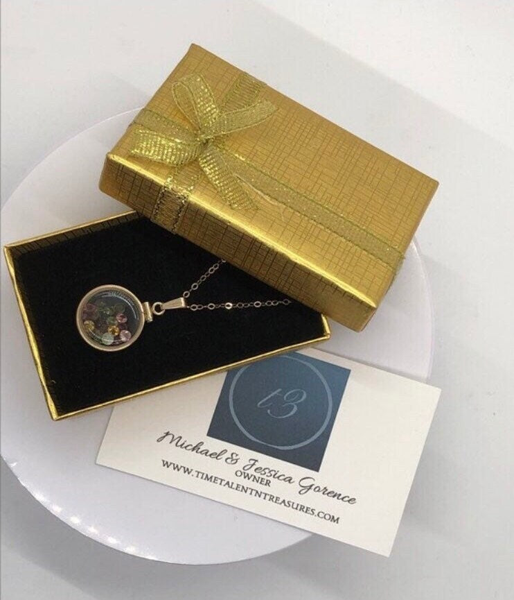 Handmade Dime Size Tanzanite Shaker Locket 14k GF with beautiful December Birthstone, you can custom create a locket ask me!