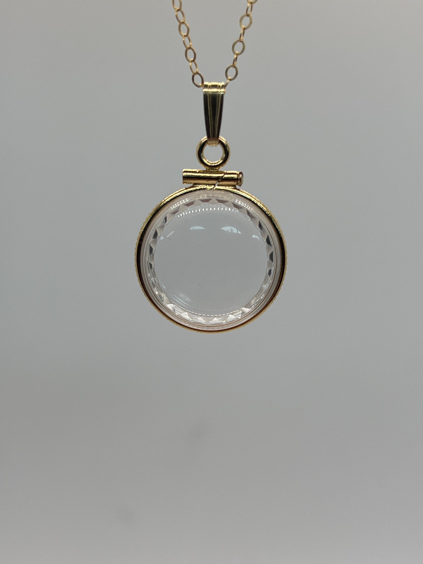 Empty Customizable Dime Sized Diamond edge Handmade 14k Gold Filled Shaker Locket Necklace w/ Free Screwdriver Waiting For small treasure.