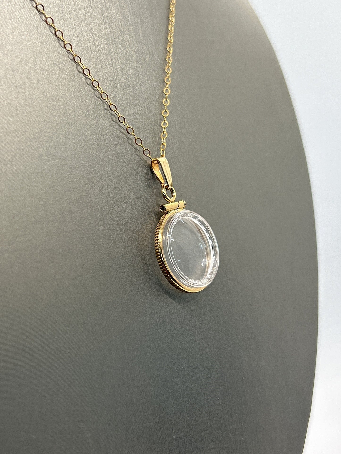 Empty Customizable Dime Sized Diamond edge Handmade 14k Gold Filled Shaker Locket Necklace w/ Free Screwdriver Waiting For small treasure.