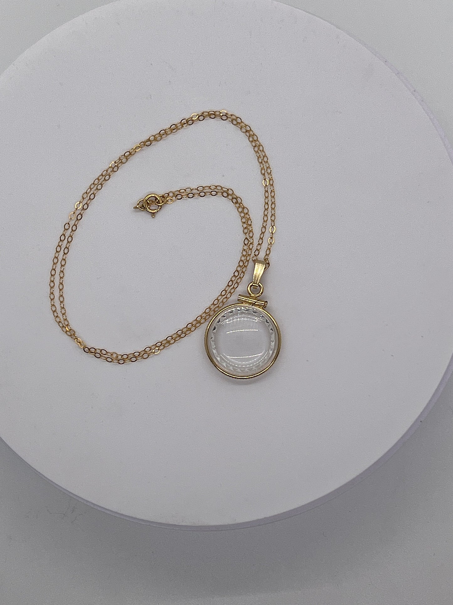 Empty Customizable Dime Sized Diamond edge Handmade 14k Gold Filled Shaker Locket Necklace w/ Free Screwdriver Waiting For small treasure.