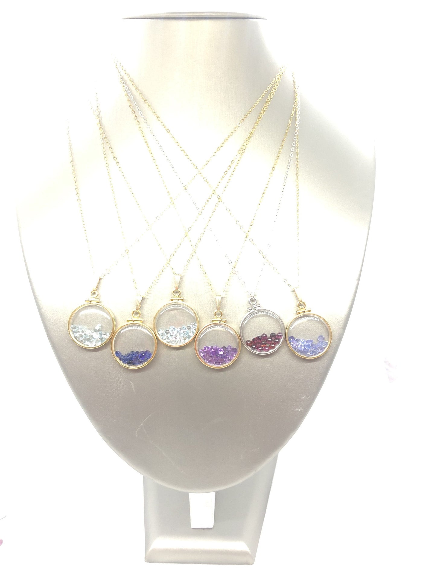 Customizable, Shaker Locket 14k GF or silver w/ your choice of beautiful birthstones, custom created by YOU