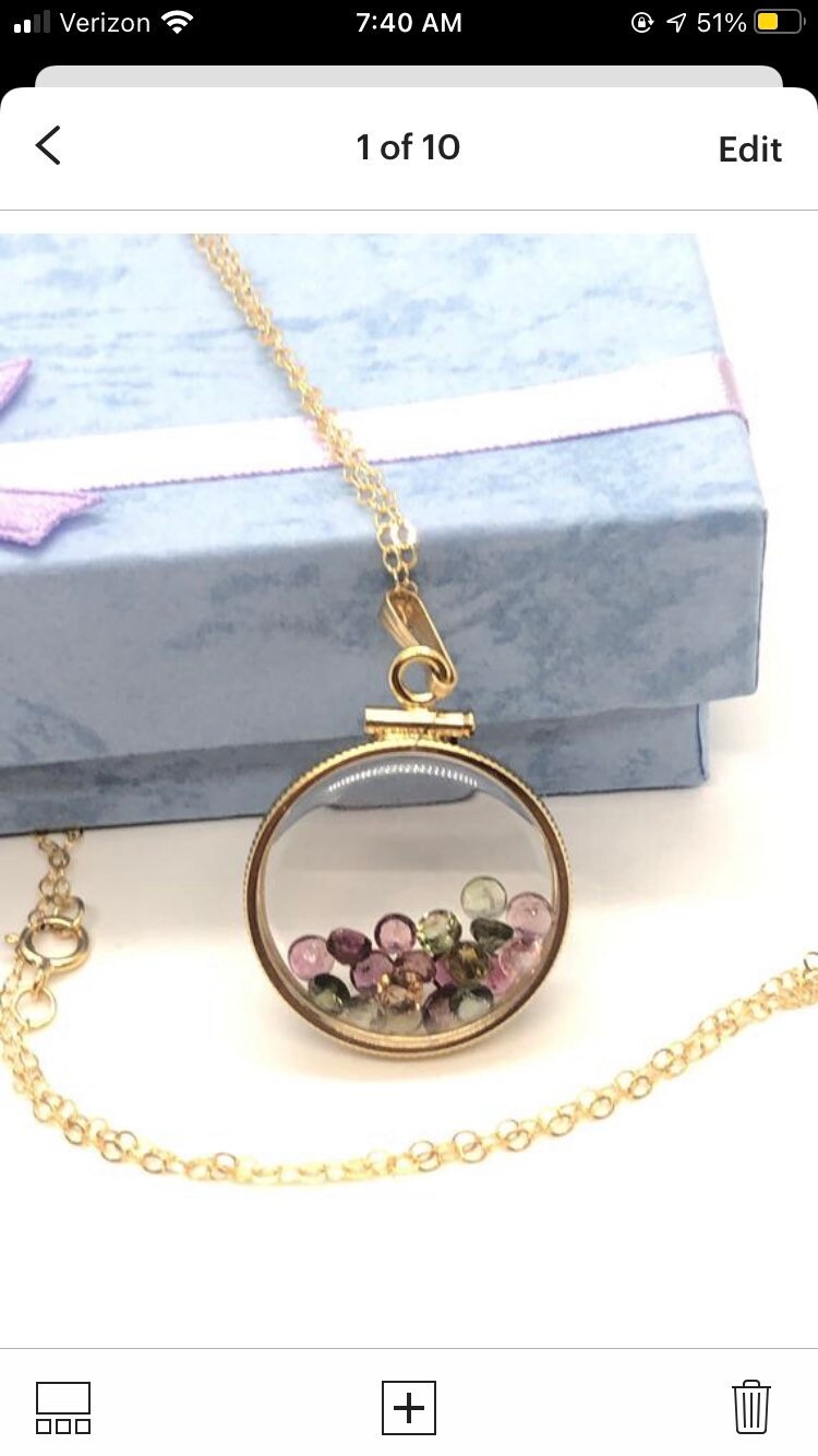 Customizable, Shaker Locket 14k GF or silver w/ your choice of beautiful birthstones, custom created by YOU