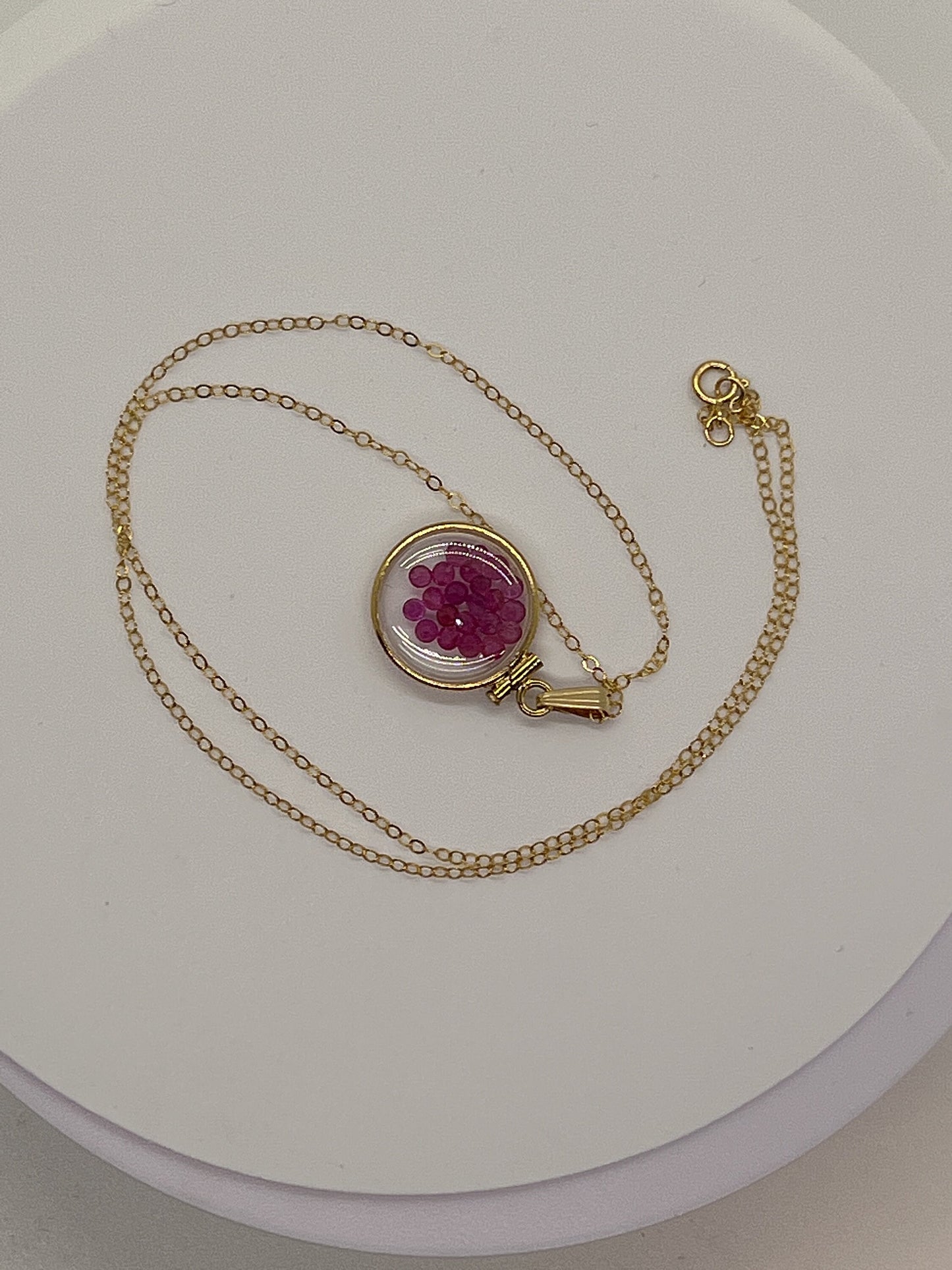 14k Solid Gold Handmade Dime Sized Ruby Shaker Locket with beautiful July Birthstone, 1.95 TCW