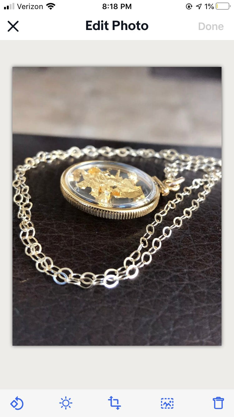 Vintage 12k gold filled locket with 23k gold inside hand made necklace