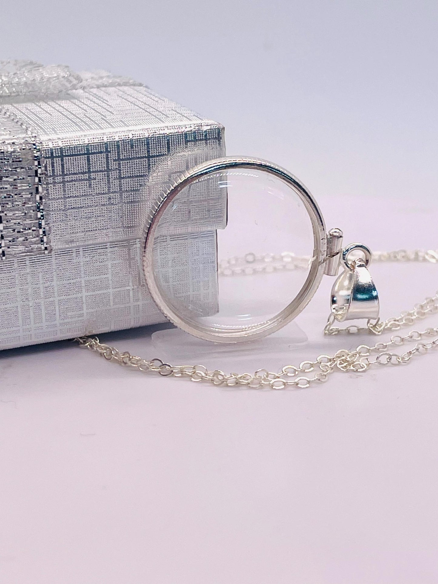 Empty 25mm Sterling Silver Locket With Coin Edge Bezel, Soldered Bail | Free small Screwdriver included!