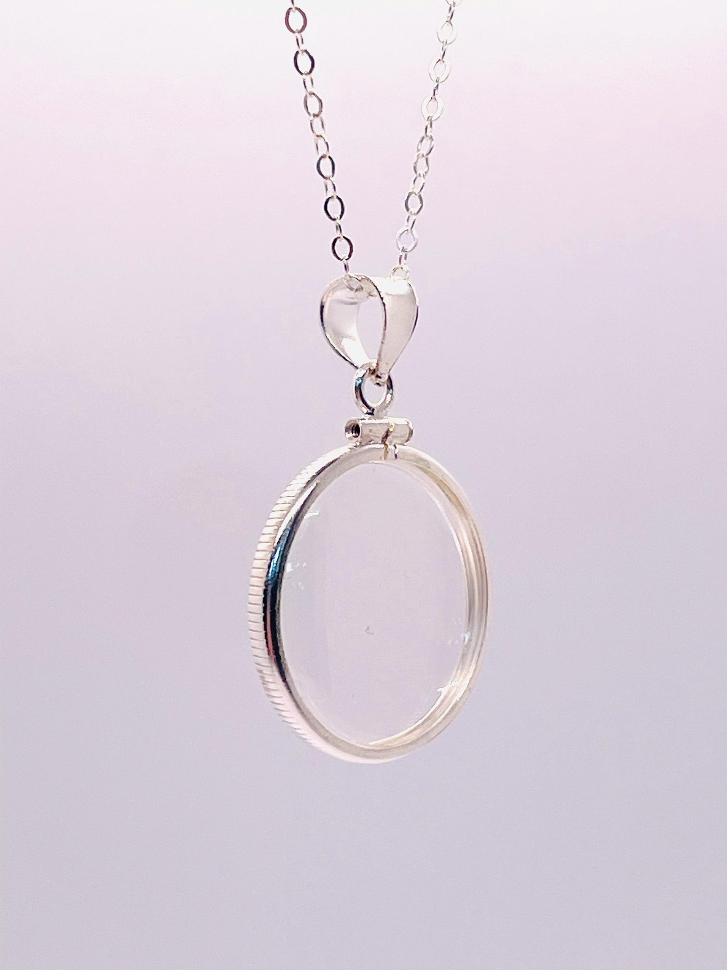 Empty 25mm Sterling Silver Locket With Coin Edge Bezel, Soldered Bail | Free small Screwdriver included!