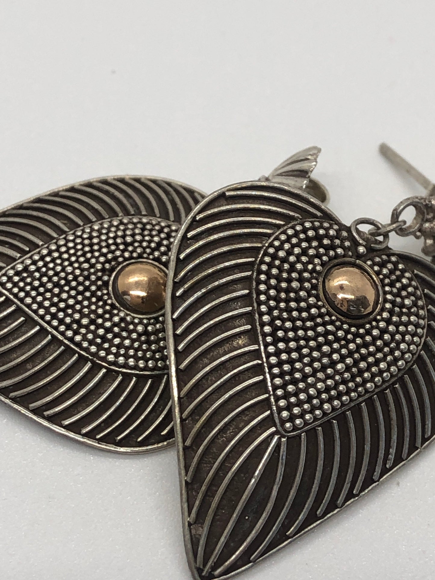 Vintage Handmade Sterling Silver and Gold Wash Earrings Indonesia, Vintage old stock, Beautiful