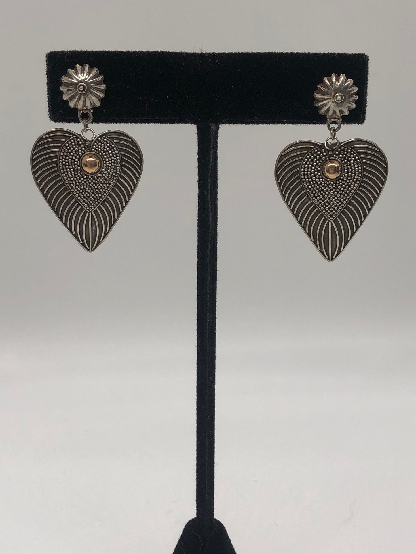 Vintage Handmade Sterling Silver and Gold Wash Earrings Indonesia, Vintage old stock, Beautiful