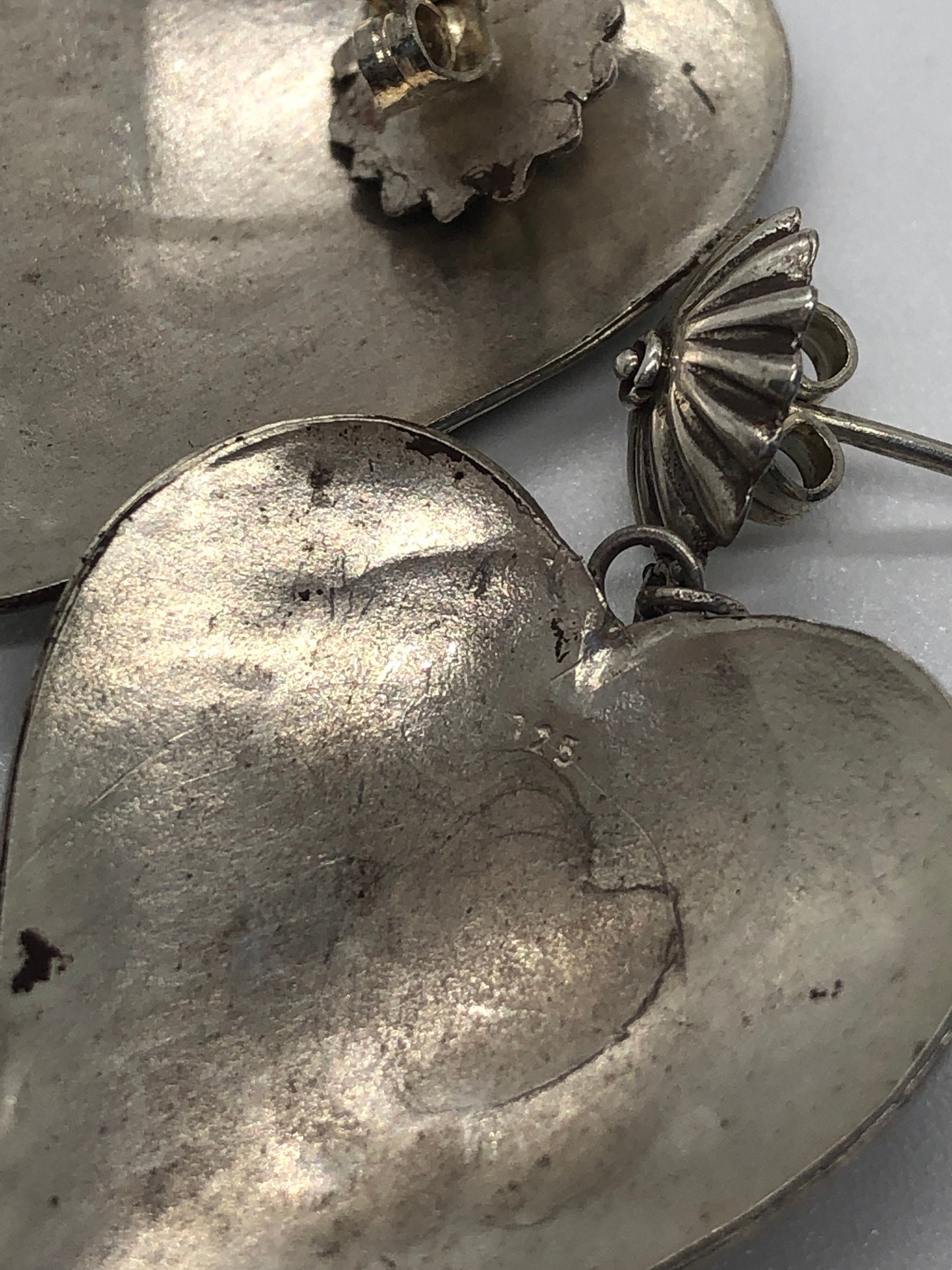 Vintage Handmade Sterling Silver and Gold Wash Earrings Indonesia, Vintage old stock, Beautiful