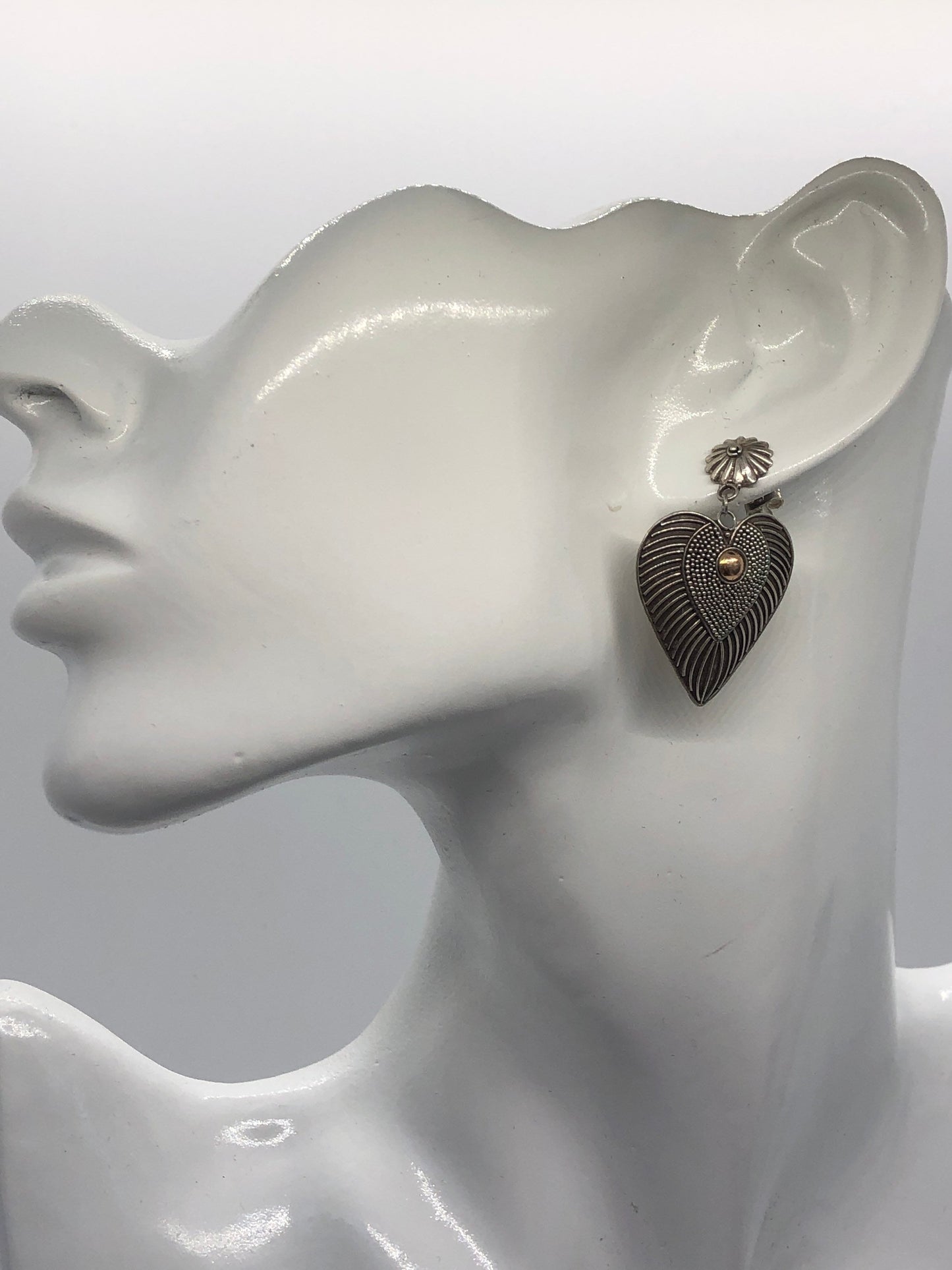 Vintage Handmade Sterling Silver and Gold Wash Earrings Indonesia, Vintage old stock, Beautiful