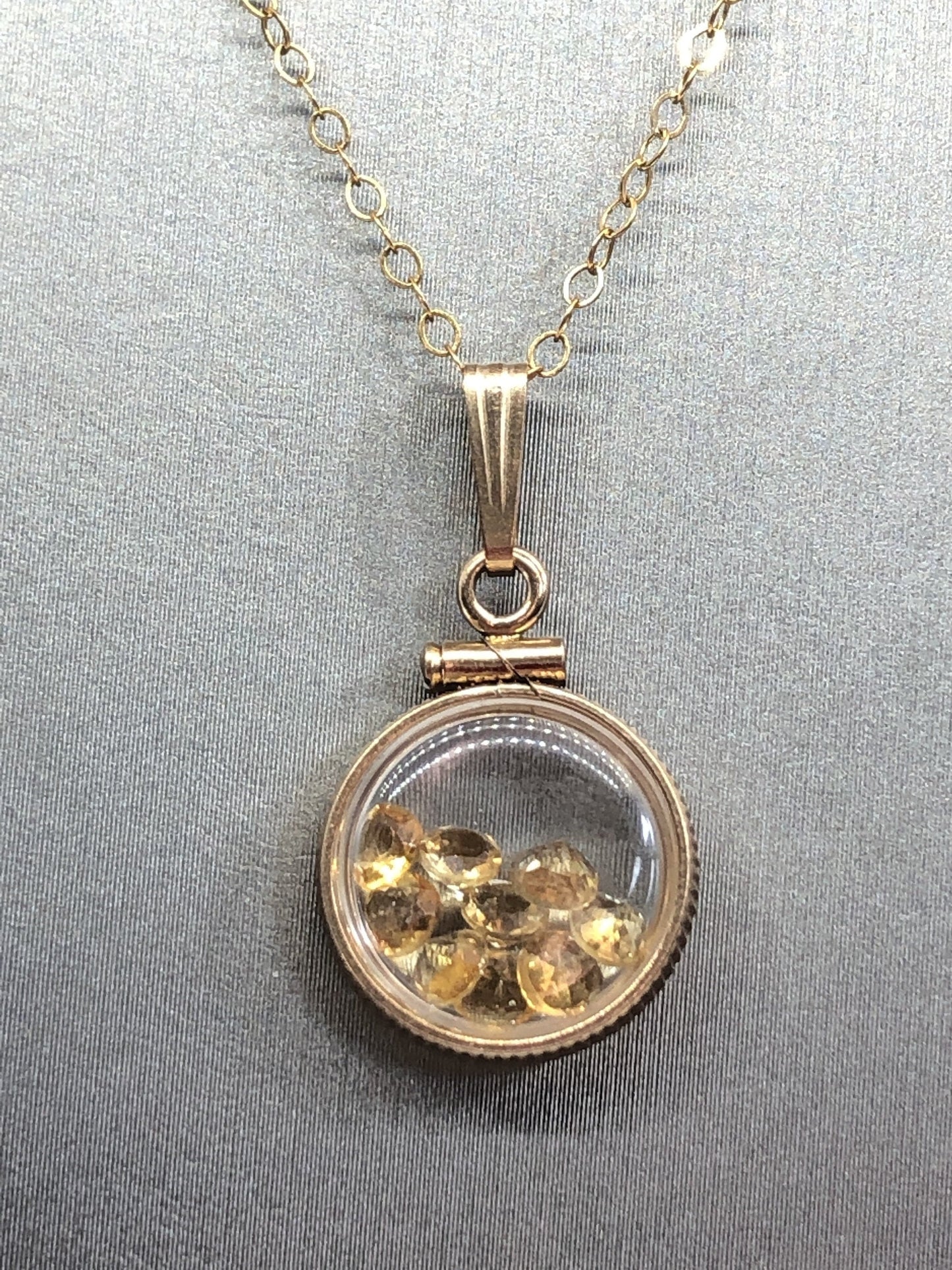 Diminutive handmade 12.5mm Citrine Shaker Locket 14k gold or Sterling silver filled with beautiful November Birthstone 0.9 TCW