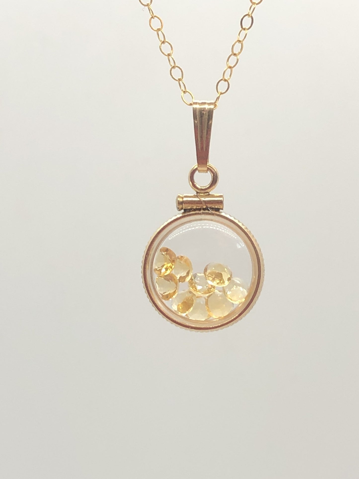 Diminutive handmade 12.5mm Citrine Shaker Locket 14k gold or Sterling silver filled with beautiful November Birthstone 0.9 TCW