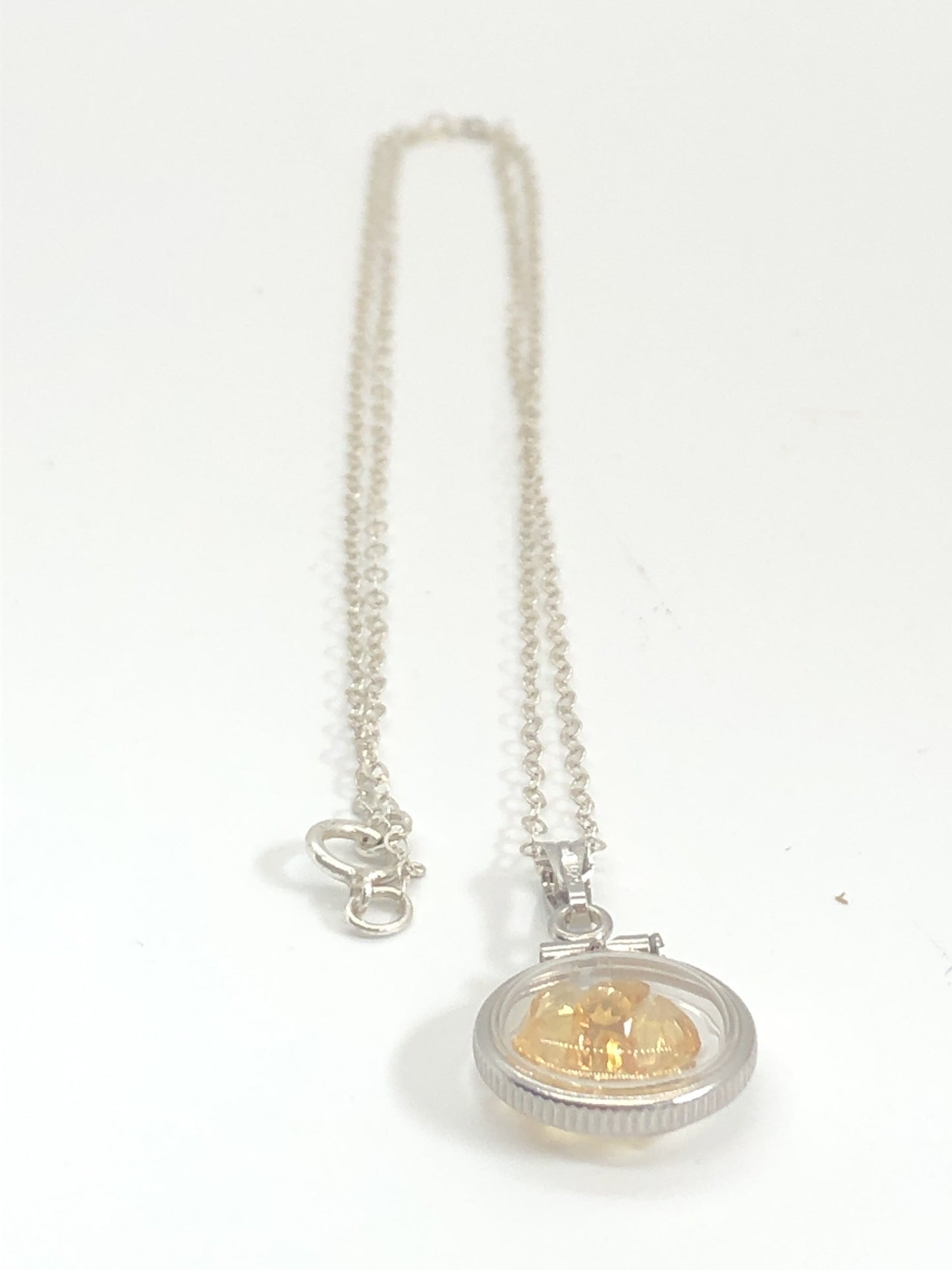 Diminutive handmade 12.5mm Citrine Shaker Locket 14k gold or Sterling silver filled with beautiful November Birthstone 0.9 TCW