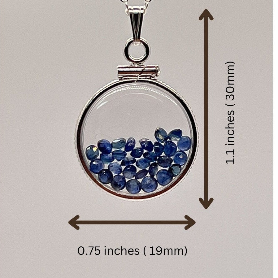 Handmade Dimesize Sterling Silver Multicolor Tourmaline Shaker Locket Lucite View Locket, Necklace, Beautiful October Birthstone. 2.0 TCW