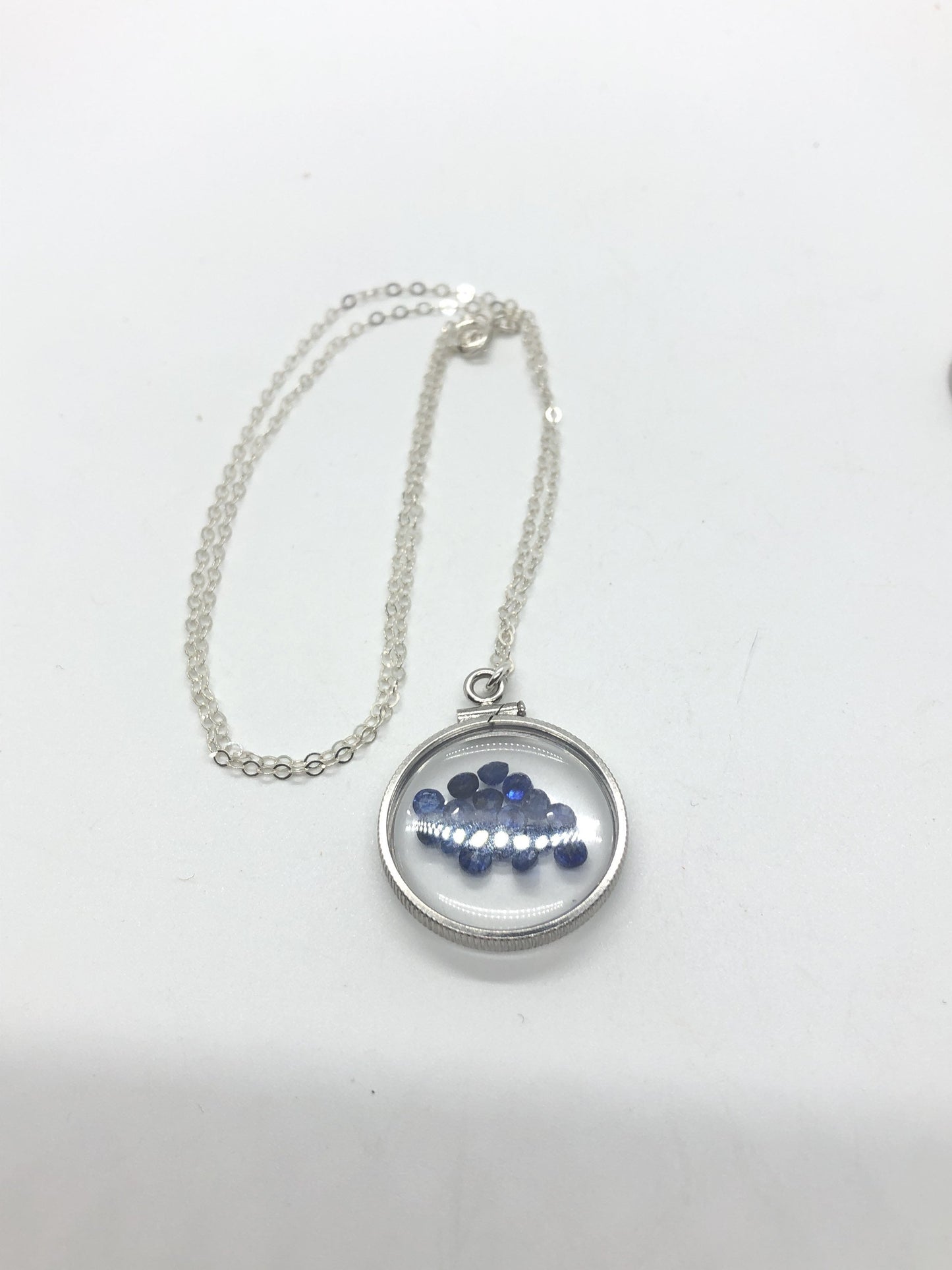 Handmade Sapphire + Topaz Shaker Locket 14k GF or Silver filled w/ beautiful September Birthstone. 6 Ct (TCW)
