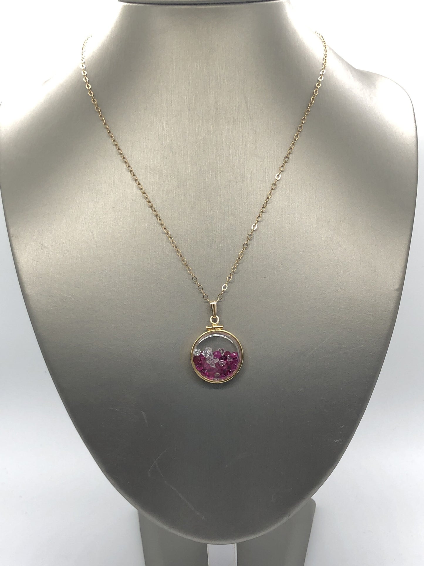 Handmade 5.6 tcw Ruby + Topaz Shaker Locket 14k gold filled/silver w/ beautiful July Birthstone