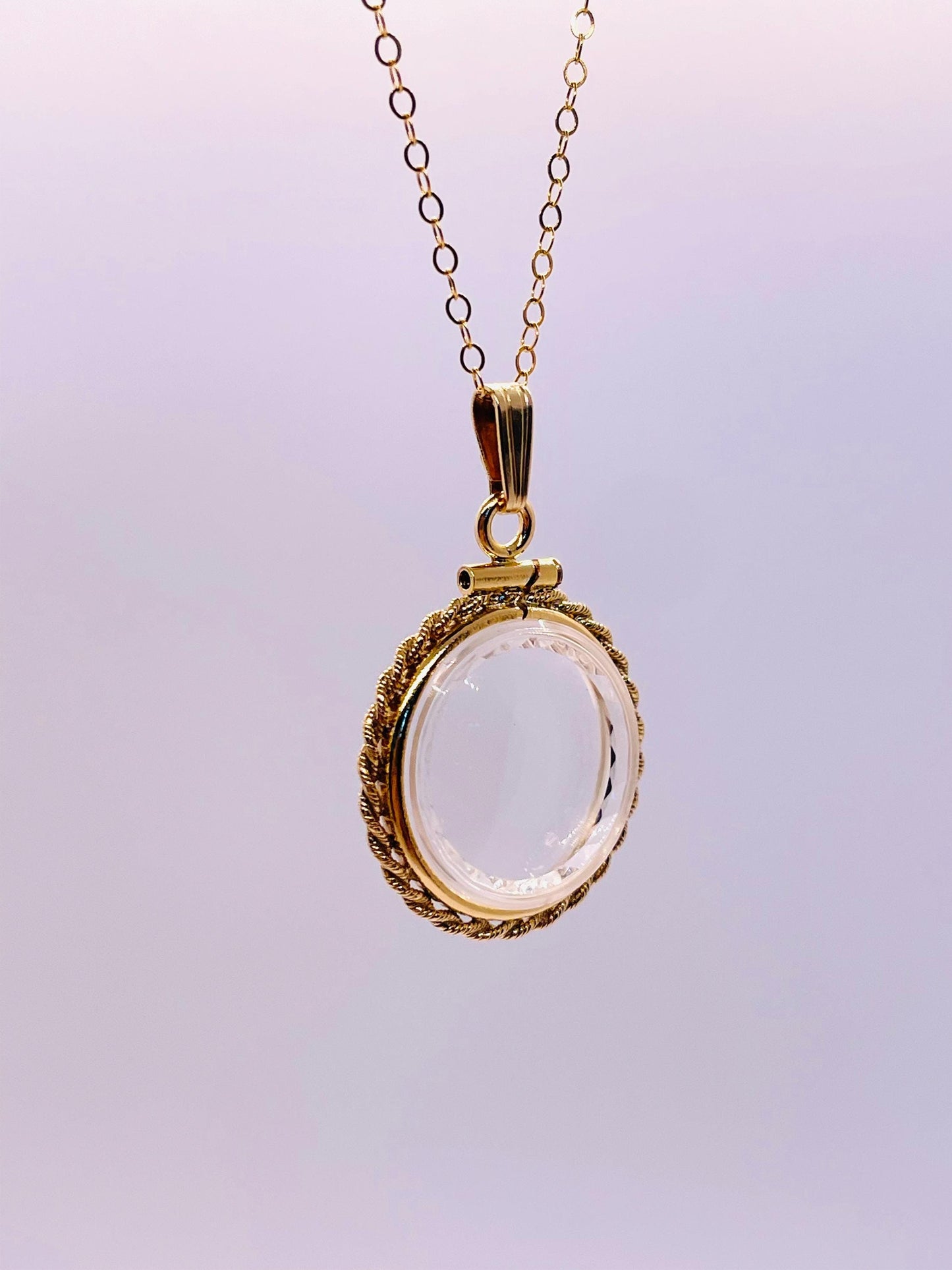 Empty Customizable 18mm Handmade 14k Gold Filled Rope Edge Diamond Cut Shaker Locket Necklace w/ Free Screwdriver
