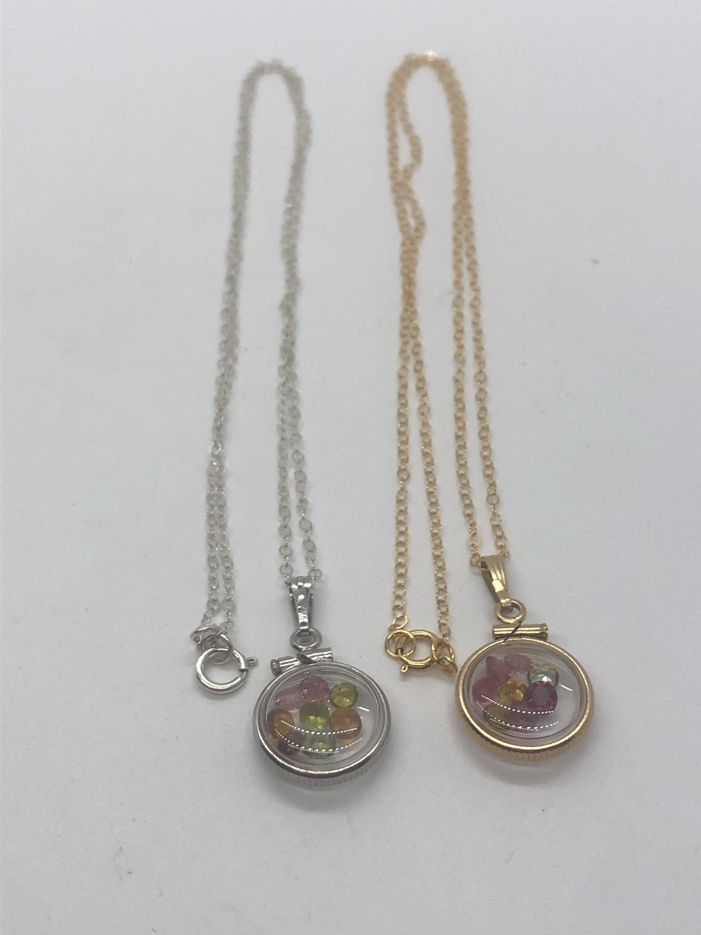 Diminutive .88 TCW Tourmaline Shaker Locket 14k gold filled or Sterling silver beautiful October Birthstone