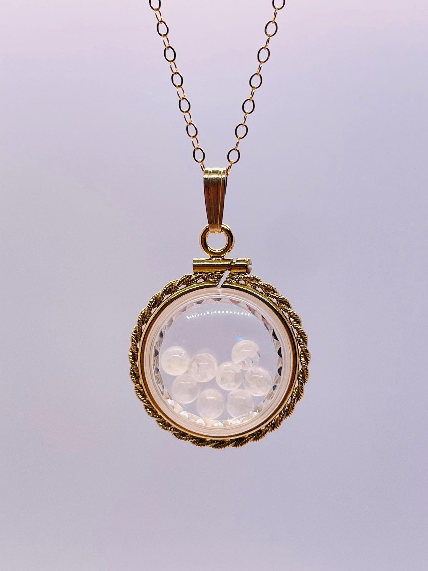 Empty Customizable 18mm Handmade 14k Gold Filled Rope Edge Diamond Cut Shaker Locket Necklace w/ Free Screwdriver