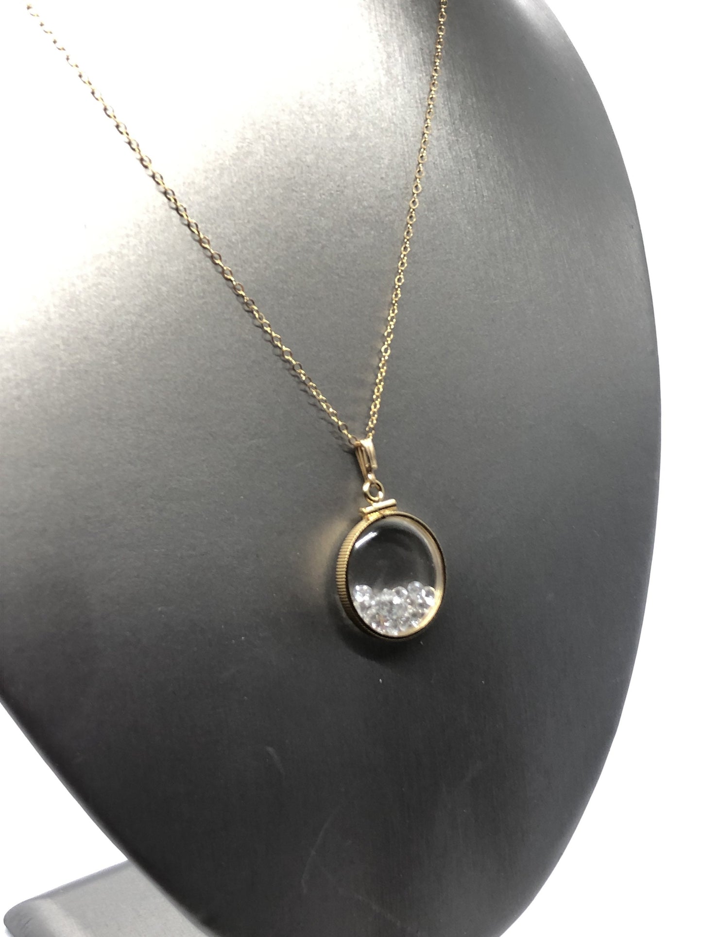 Handmade White Topaz Shaker Locket 14k gold filled w/beautiful April Birthstone, 2.7 TCW