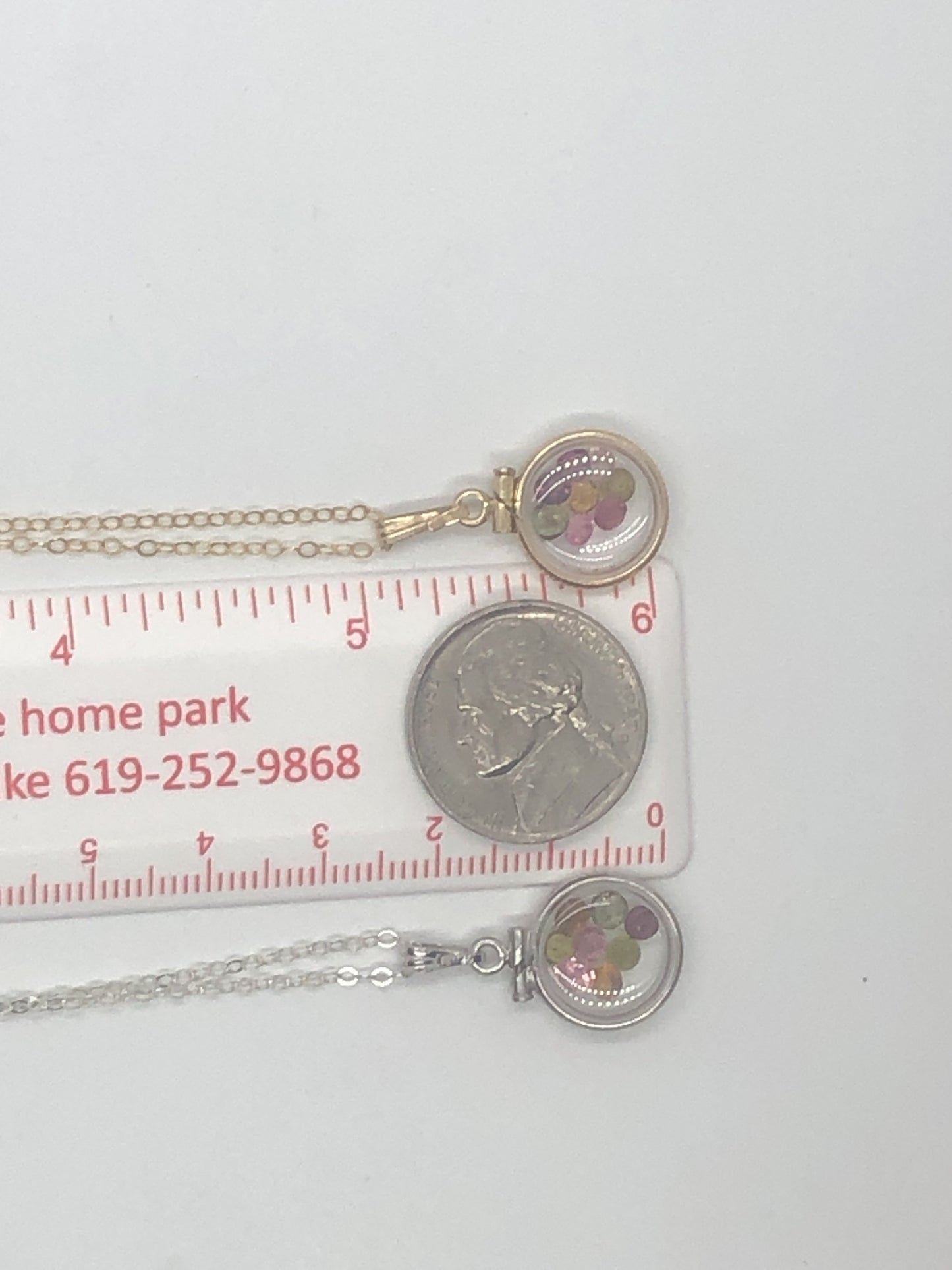 Diminutive .88 TCW Tourmaline Shaker Locket 14k gold filled or Sterling silver beautiful October Birthstone