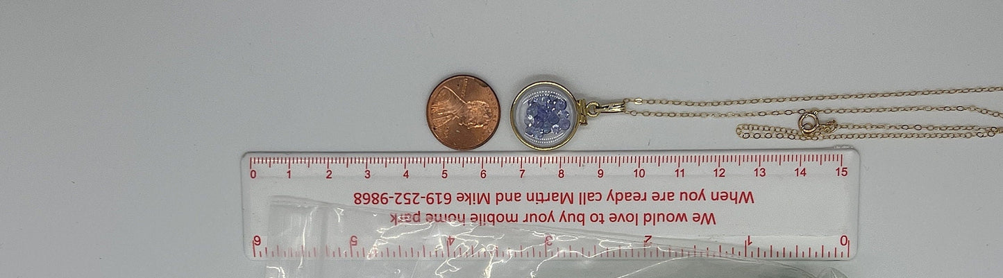14k solid gold Tanzanite Diamond edge 16.5mm Handmade shaker Locket Reversible 2 CTW