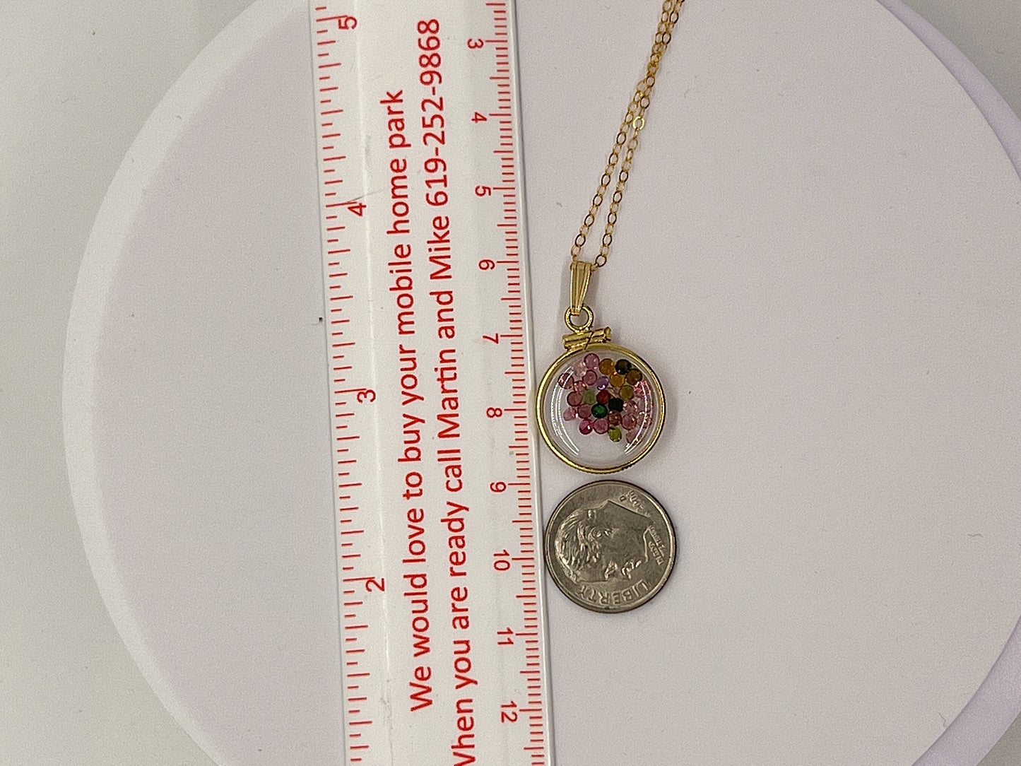 14k Solid Gold Handmade Dime sized Amethyst shaker locket, 1.15 TCW, February birthstone.