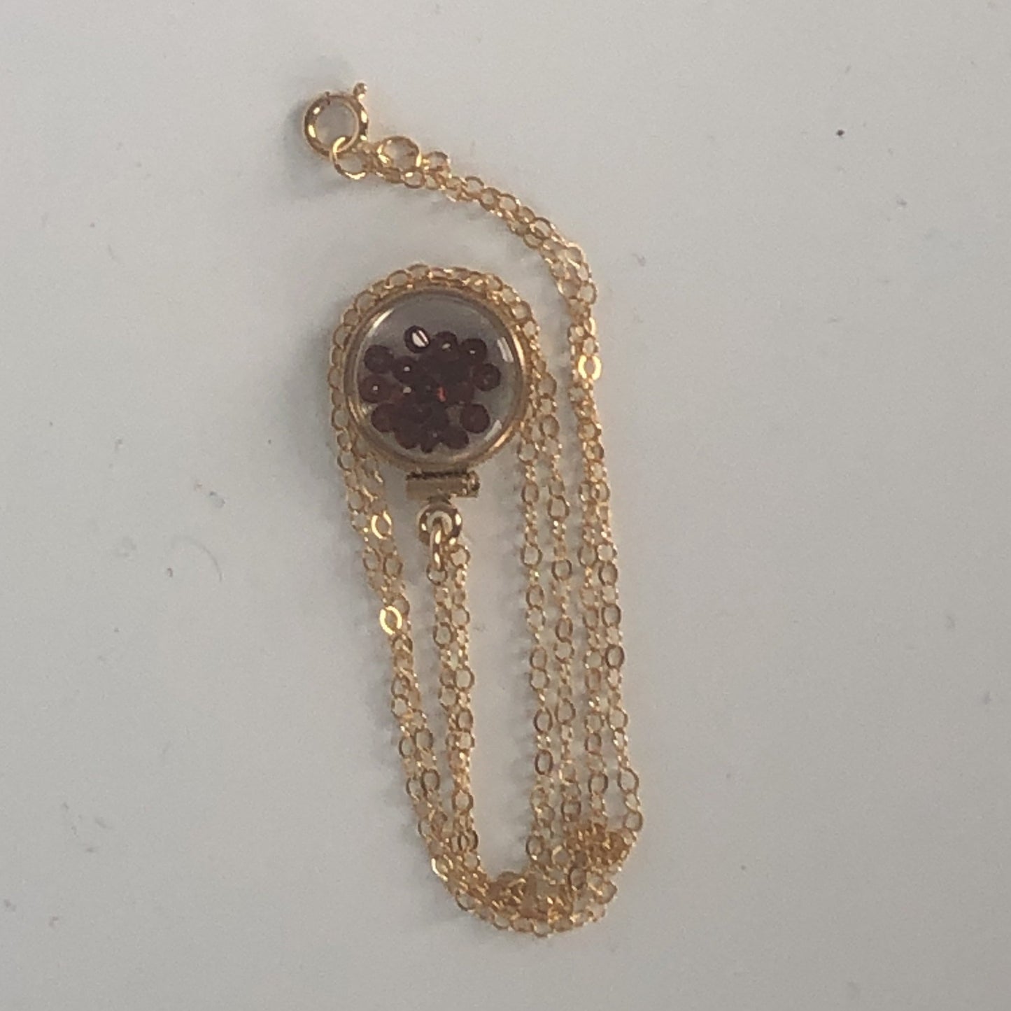 Handmade garnet shaker locket,14k gold filled w/ 0.85 TCW beautiful genuine gems, January birthstone Make one for your Mother's Day, ask me