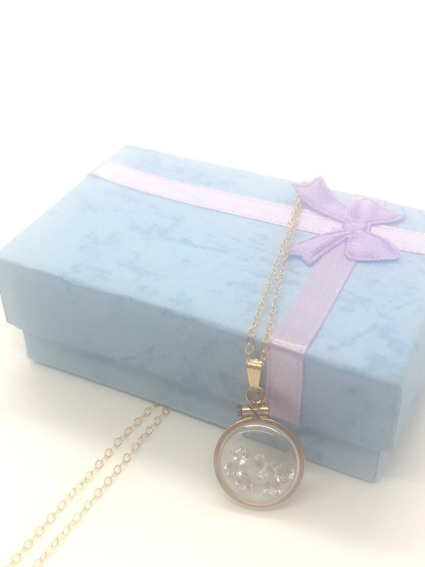 Vintage White Topaz shaker Locket 12k gold filled, 50 year old New Stock, 20mm or 15 mm April Birthstone, Mother's Day