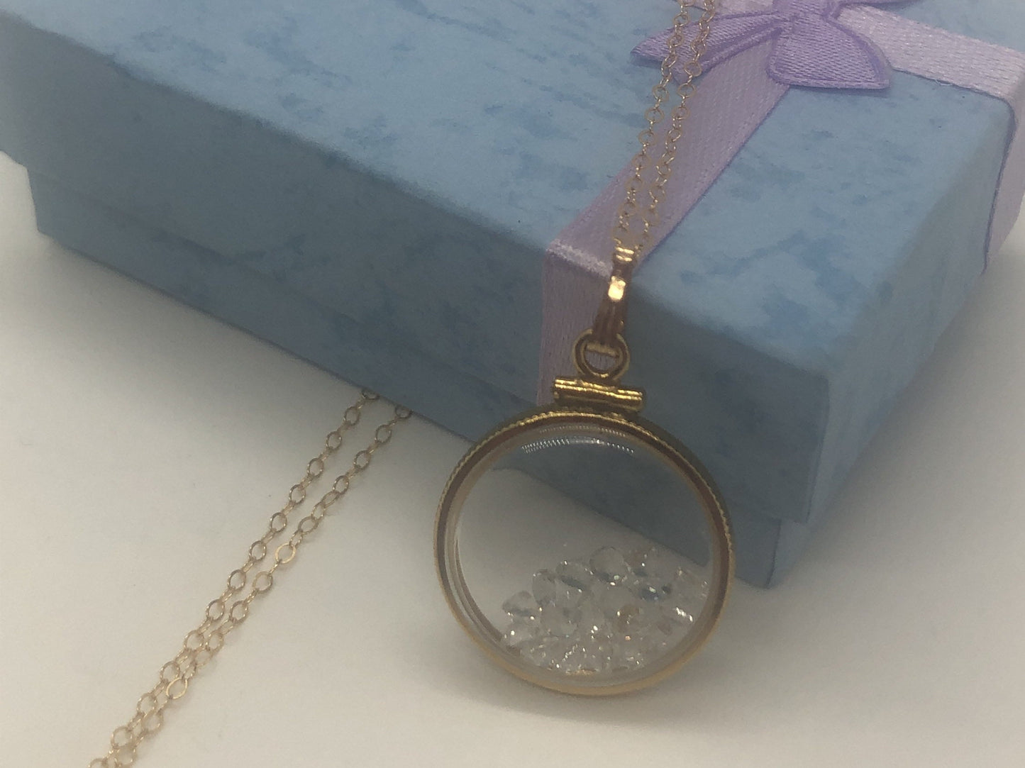 Vintage White Topaz shaker Locket 12k gold filled, 50 year old New Stock, 20mm or 15 mm April Birthstone, Mother's Day