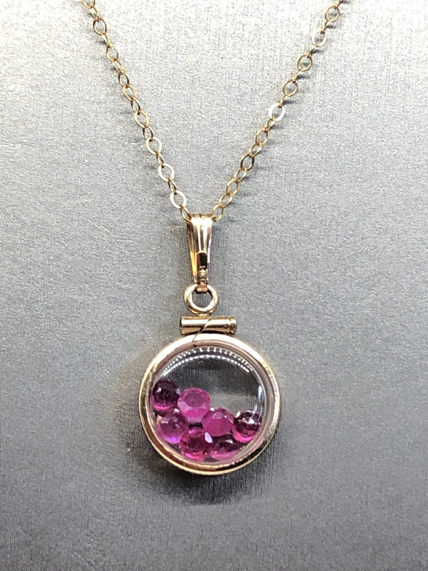 Handmade Ruby Shaker Locket 14k gold filled or silver silver with beautiful July Birthstone, 1.26 TCW
