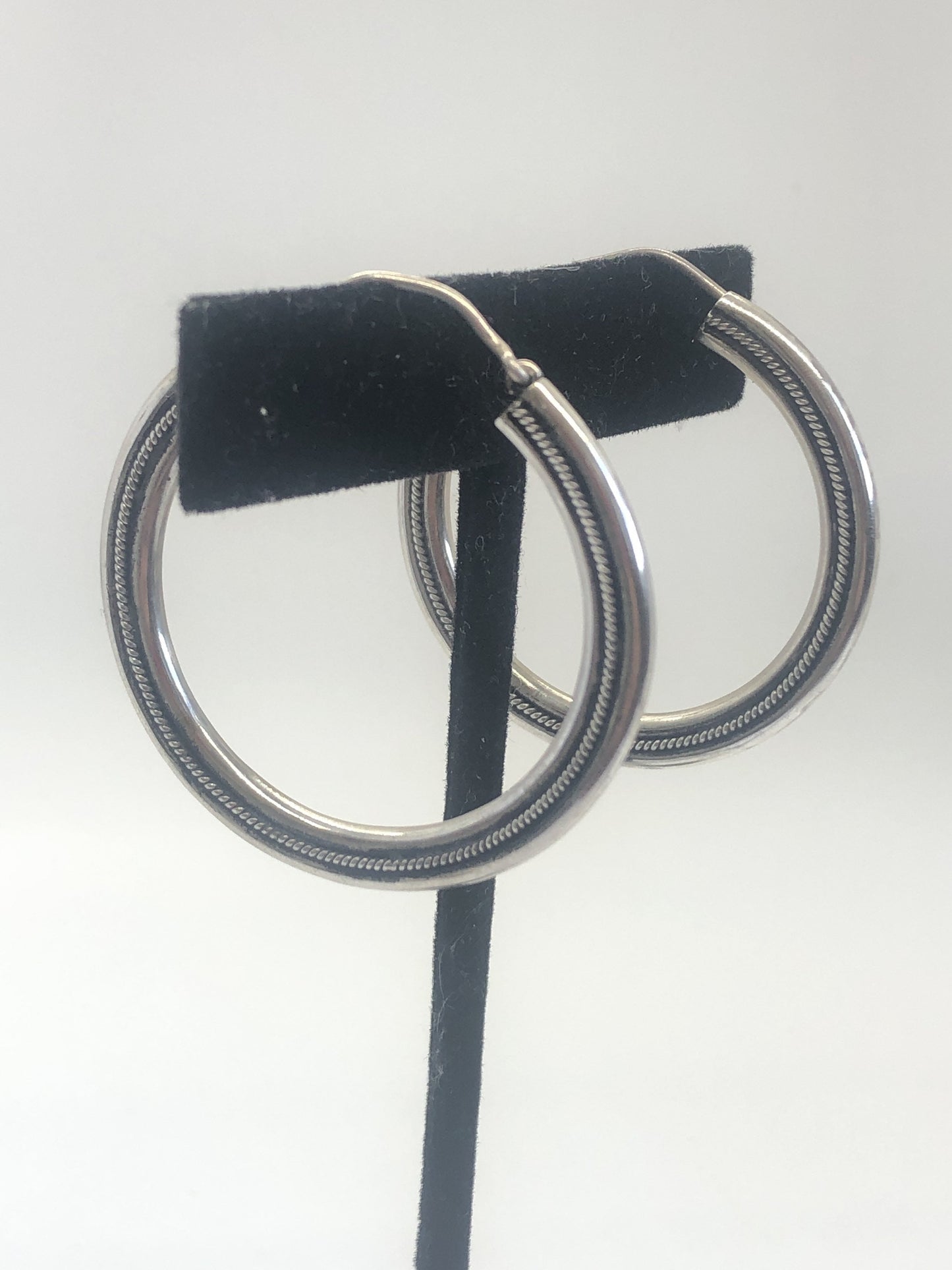 Large hoops Handmade Sterling Silver Earrings Indonesia, Vintage old stock, Beautiful and massive