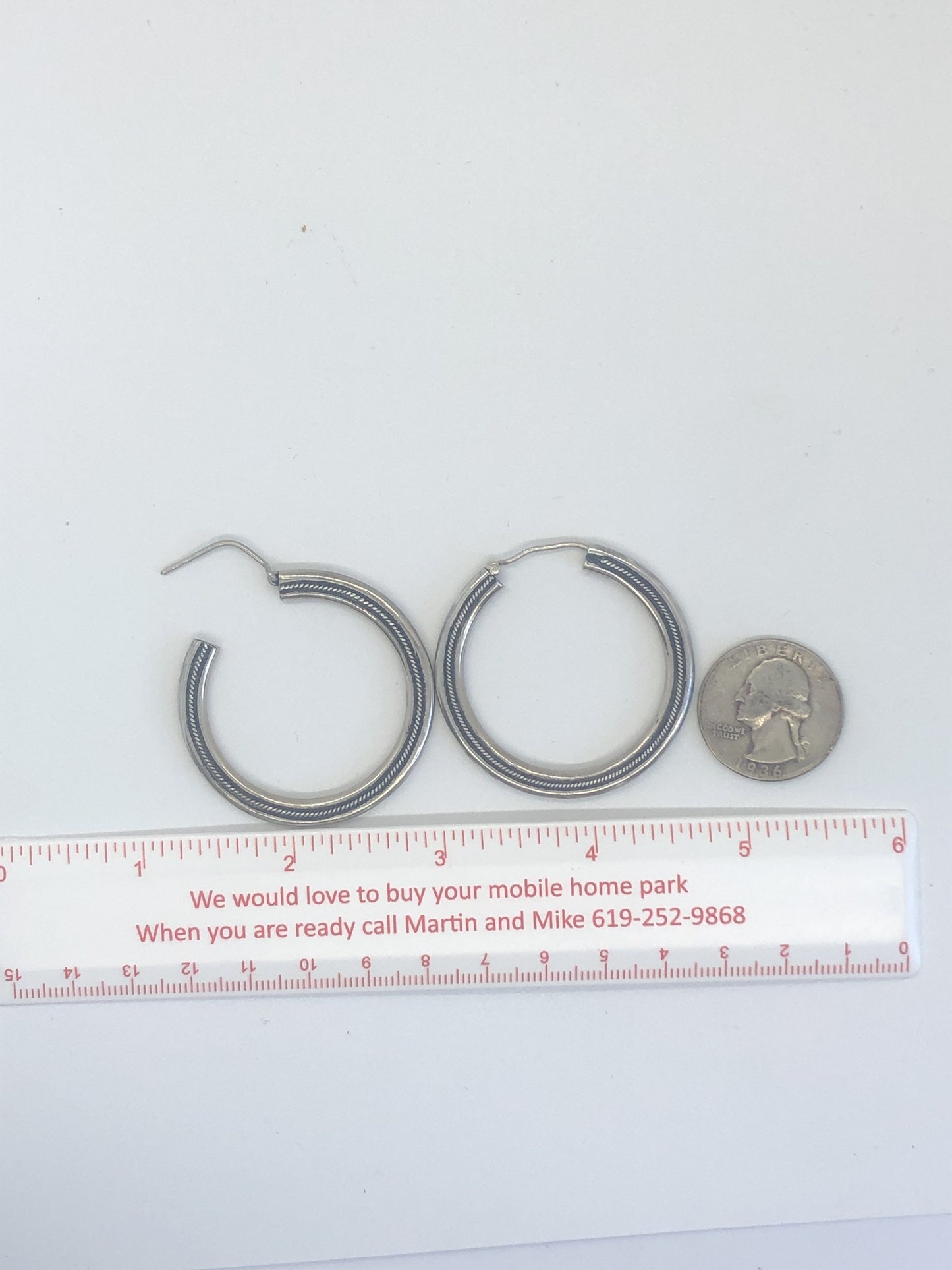 Large hoops Handmade Sterling Silver Earrings Indonesia, Vintage old stock, Beautiful and massive